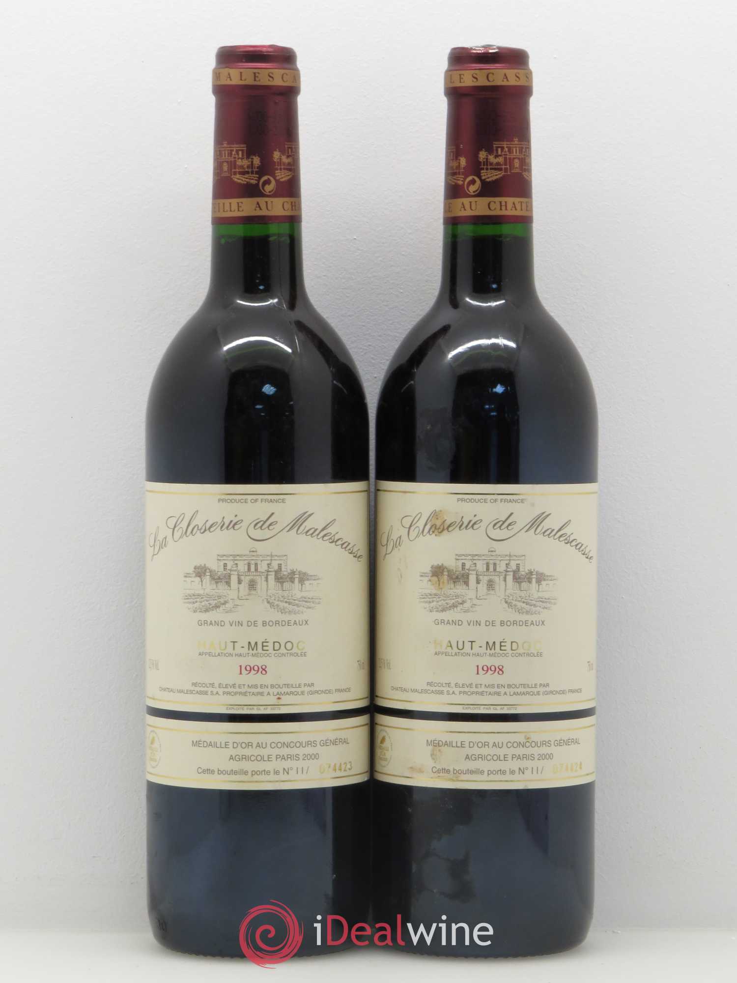 Haut Médoc La Closerie de Malescasse 1998 - Lot de 2 bouteilles - 0