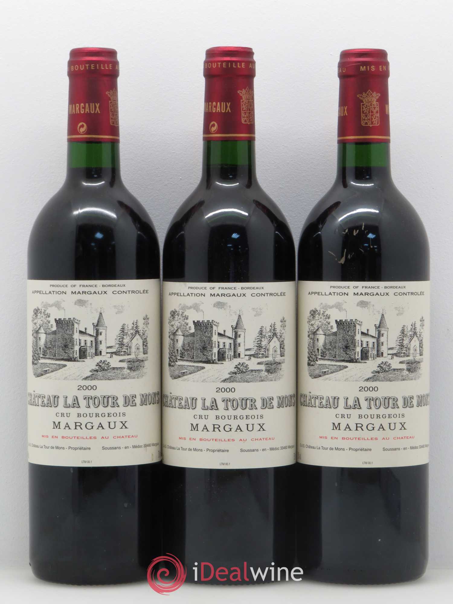 Château la Tour de Mons Cru Bourgeois 2000 - Lot de 3 bouteilles - 0
