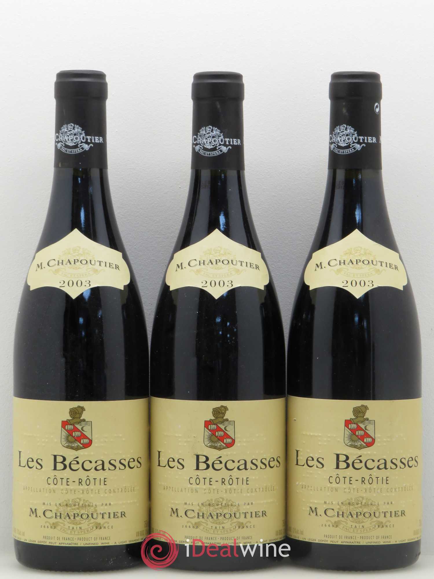 Côte-Rôtie Les Bécasses Chapoutier 2003 - Lot de 3 bouteilles - 0