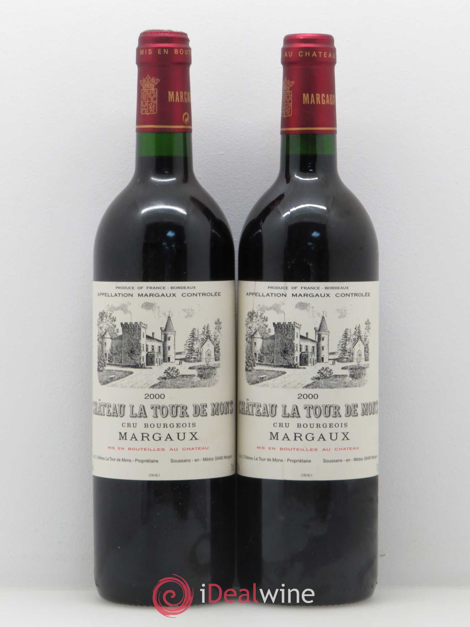 Château la Tour de Mons Cru Bourgeois 2000 - Lot de 2 bouteilles - 0
