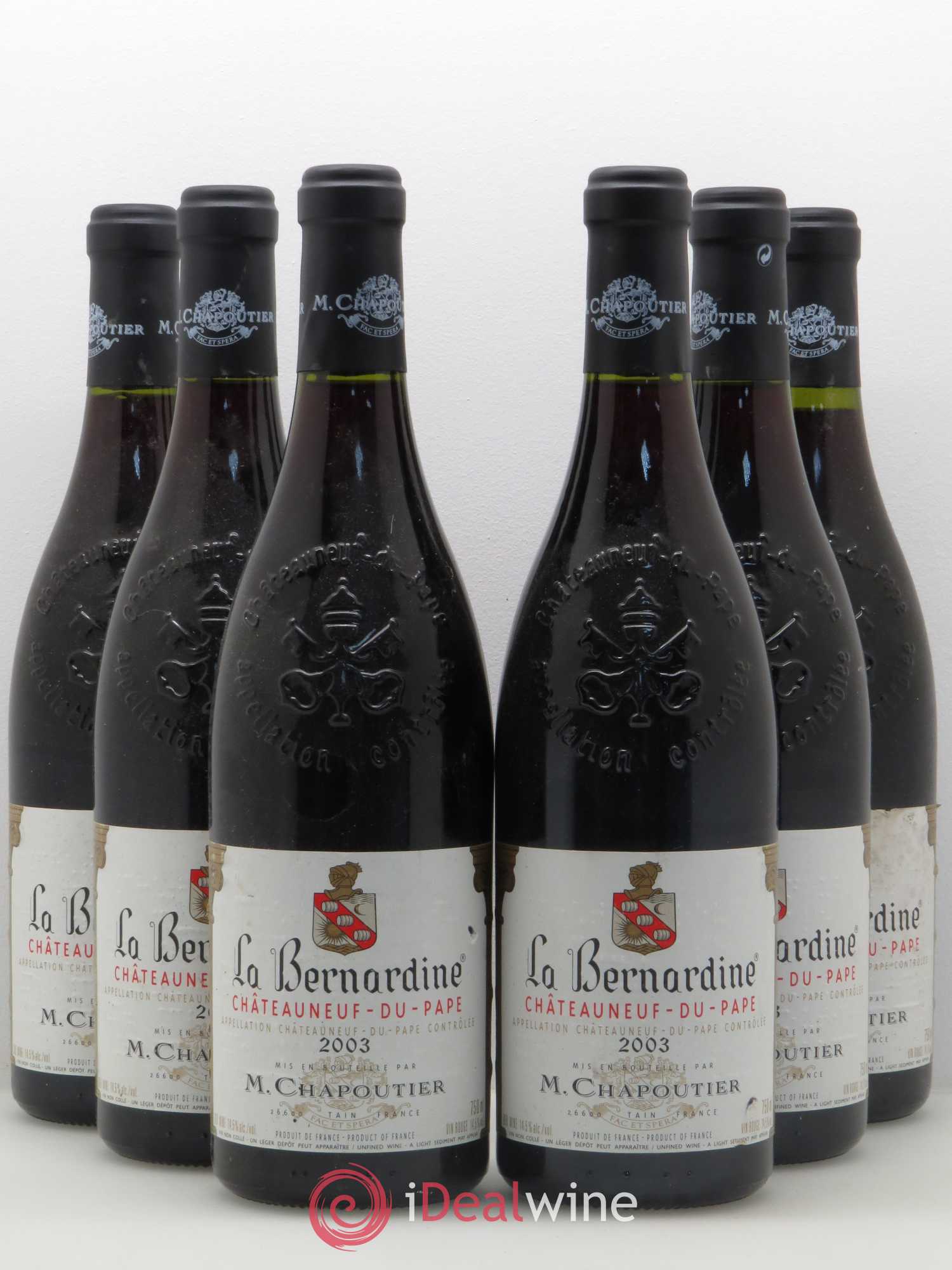 Châteauneuf-du-Pape La Bernardine Chapoutier 2003 - Lot de 6 bouteilles - 0
