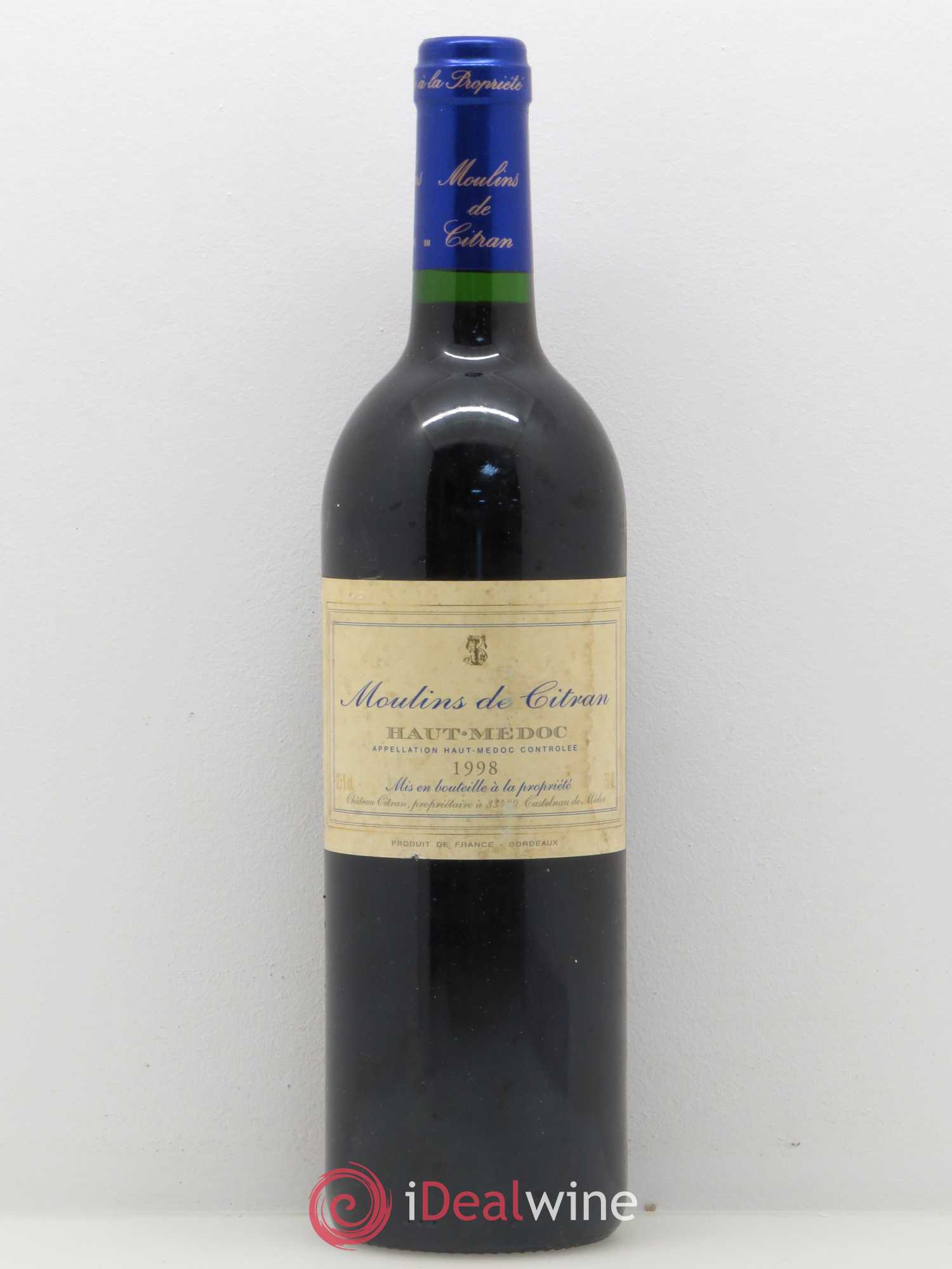 Haut Médoc Moulin de Citran (sans prix de réserve) 1998 - Posten von 1 Flasche - 0