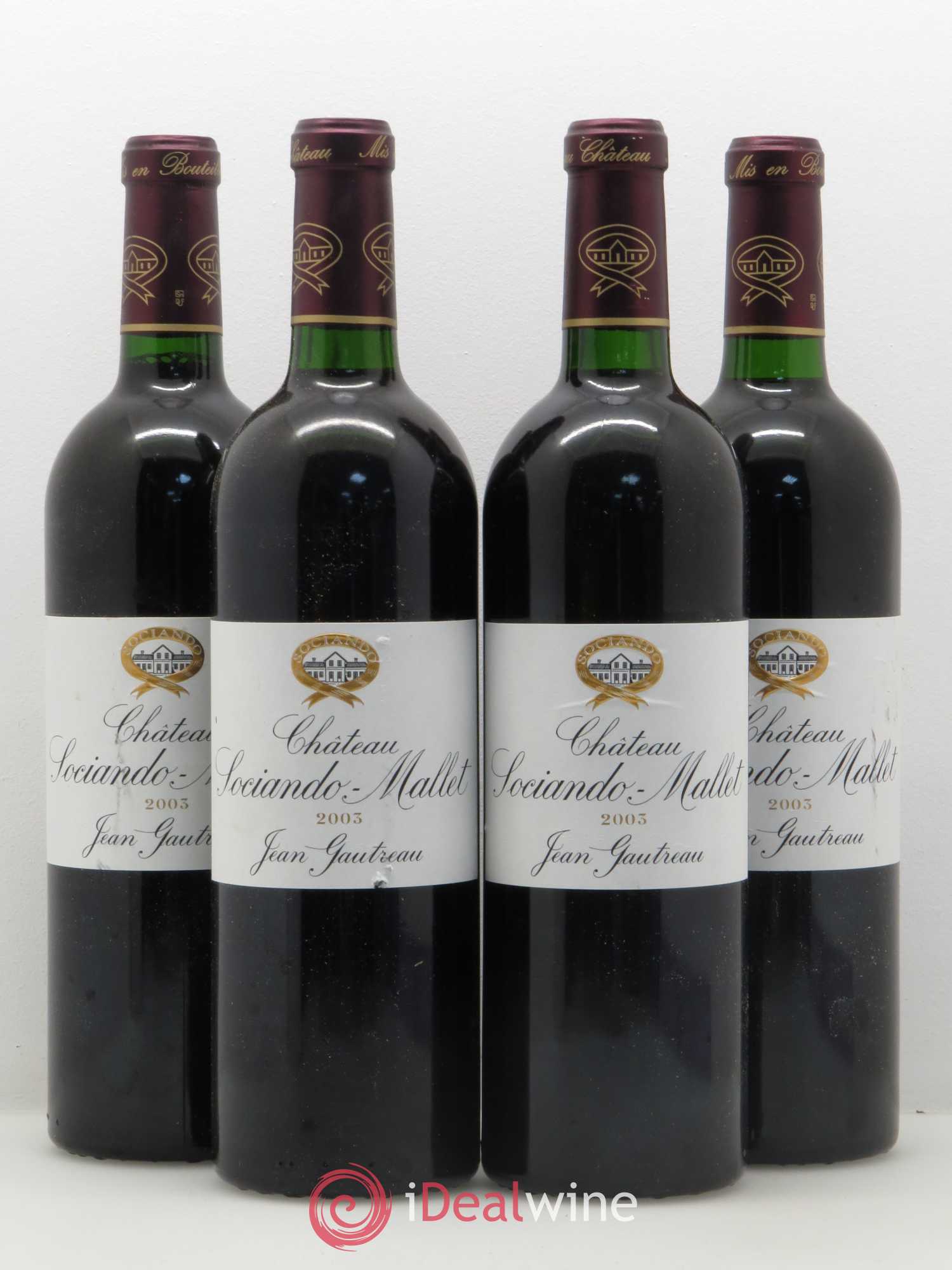 Château Sociando Mallet 2003 - Lot de 4 bouteilles - 0