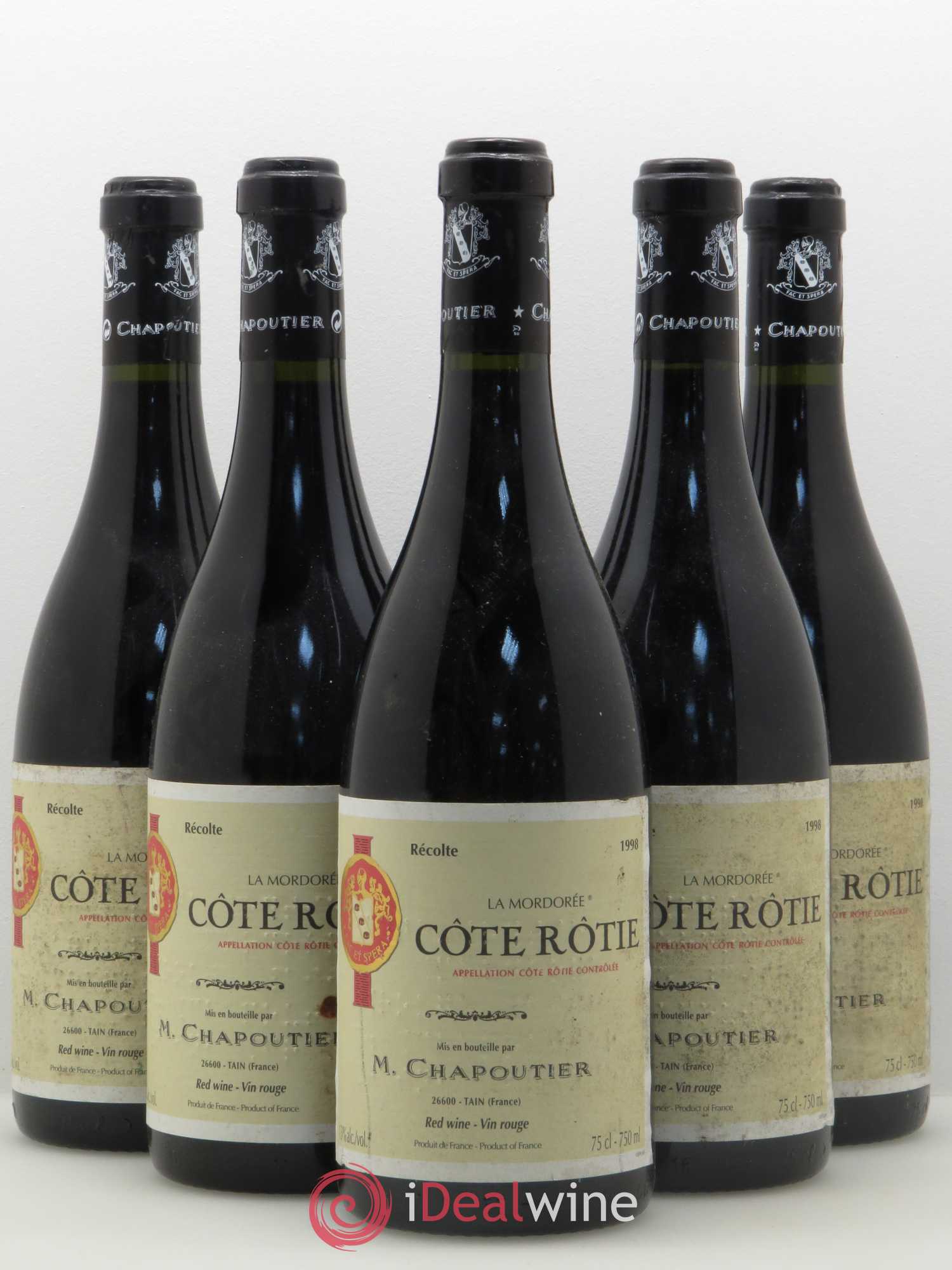 Côte-Rôtie La Mordorée Chapoutier 1998 - Lot de 5 bouteilles - 0