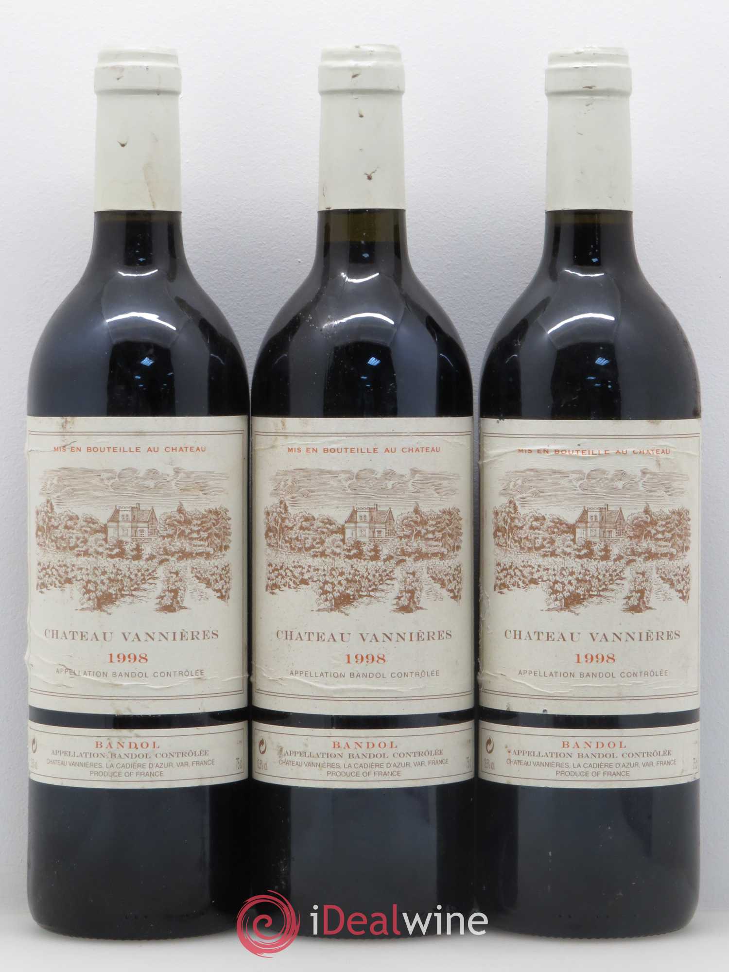 Bandol Château Vannières Éric et Charles-Éric Boisseaux 1998 - Lot de 3 bouteilles - 0