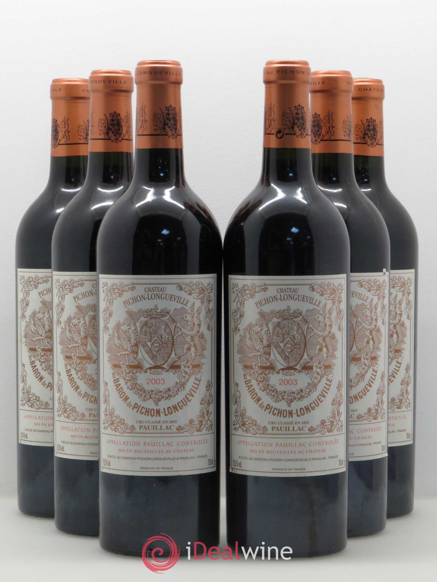 Pichon Longueville Baron 2ème Grand Cru Classé 2003 - Lot de 6 bouteilles - 0
