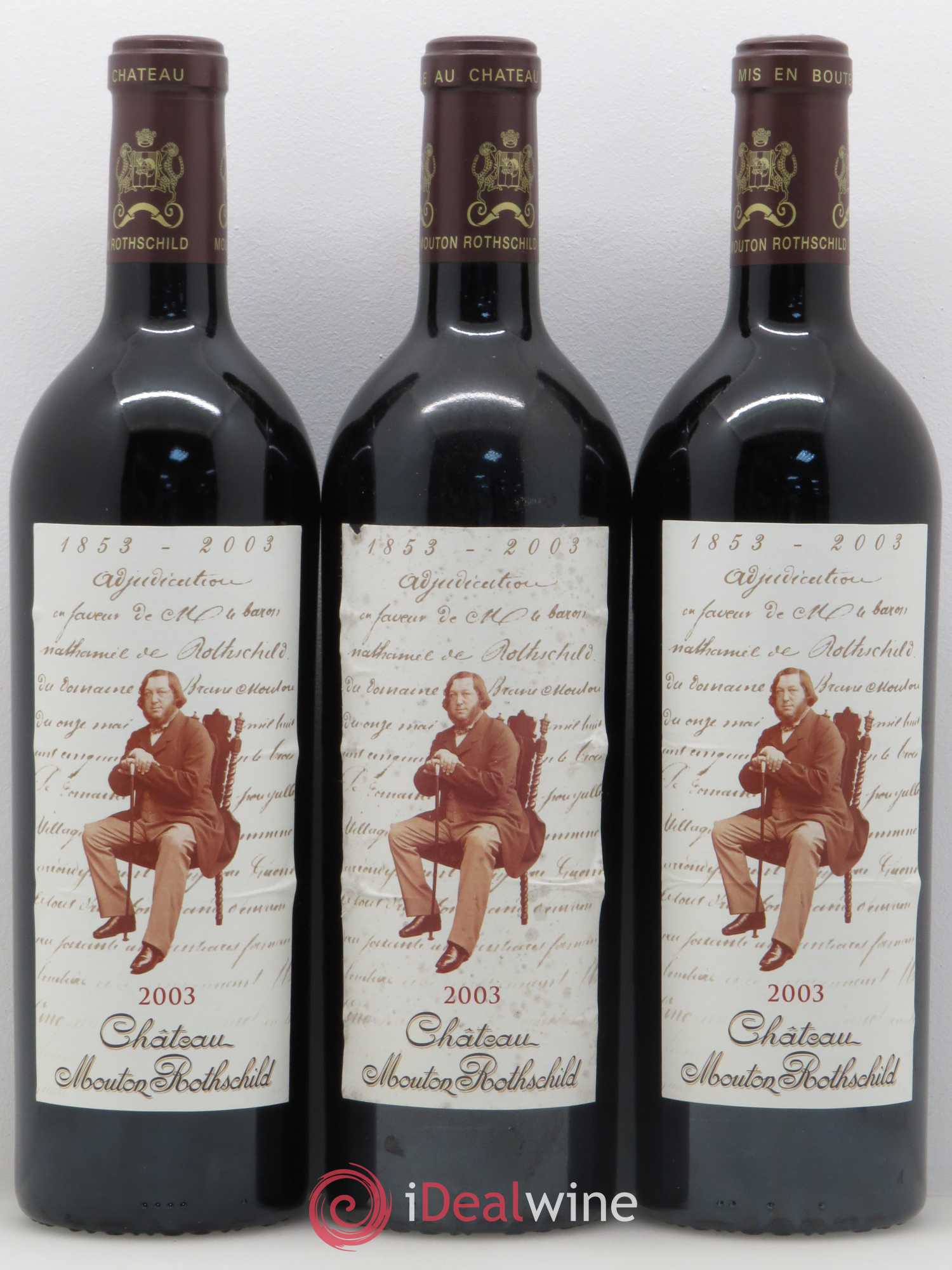 Château Mouton Rothschild 1er Grand Cru Classé 2003 - Lot de 3 bouteilles - 0