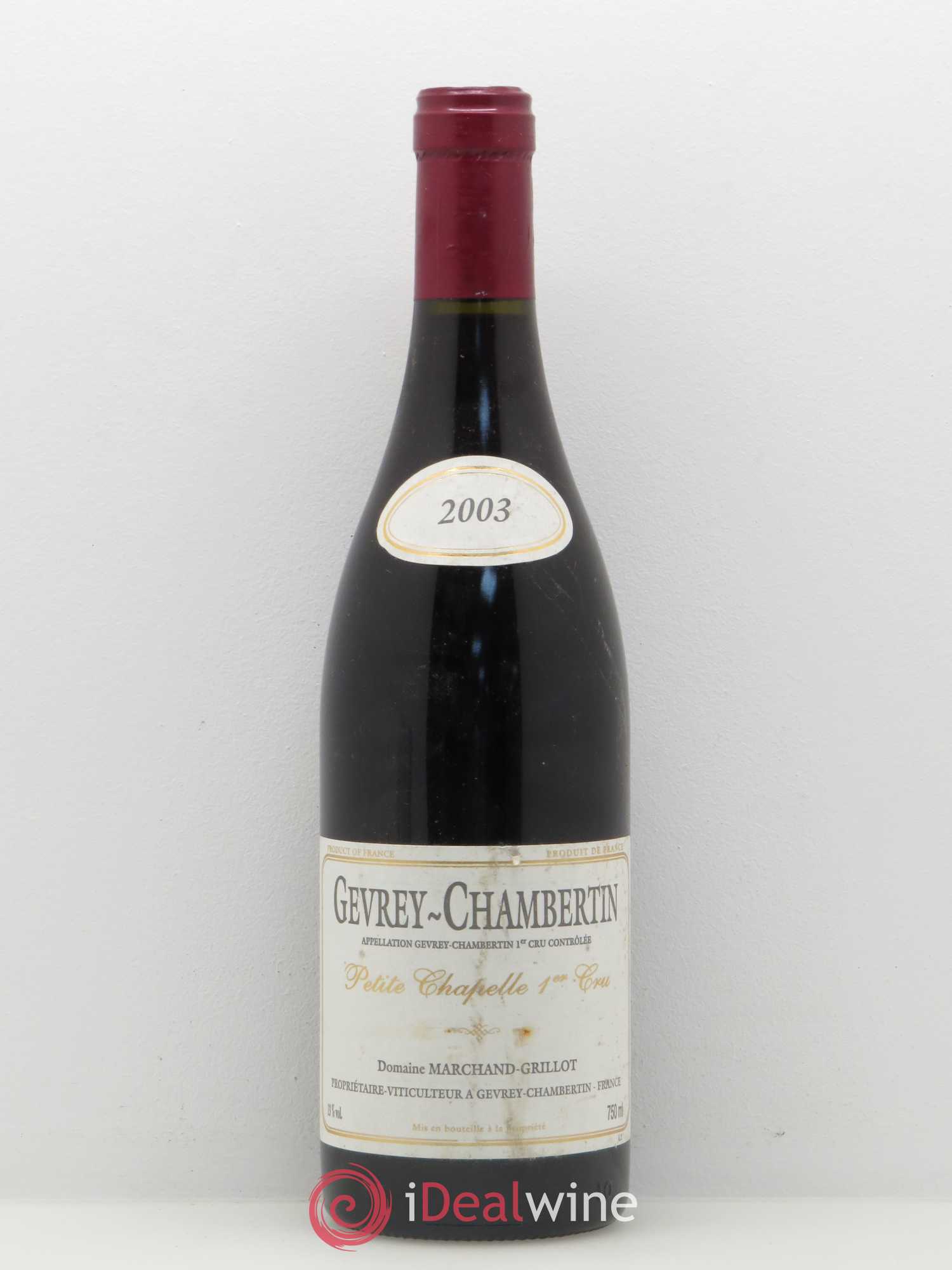 Gevrey-Chambertin 1er Cru Petite Chapelle Domaine Marchand Grillot 2003 - Posten von 1 Flasche - 0