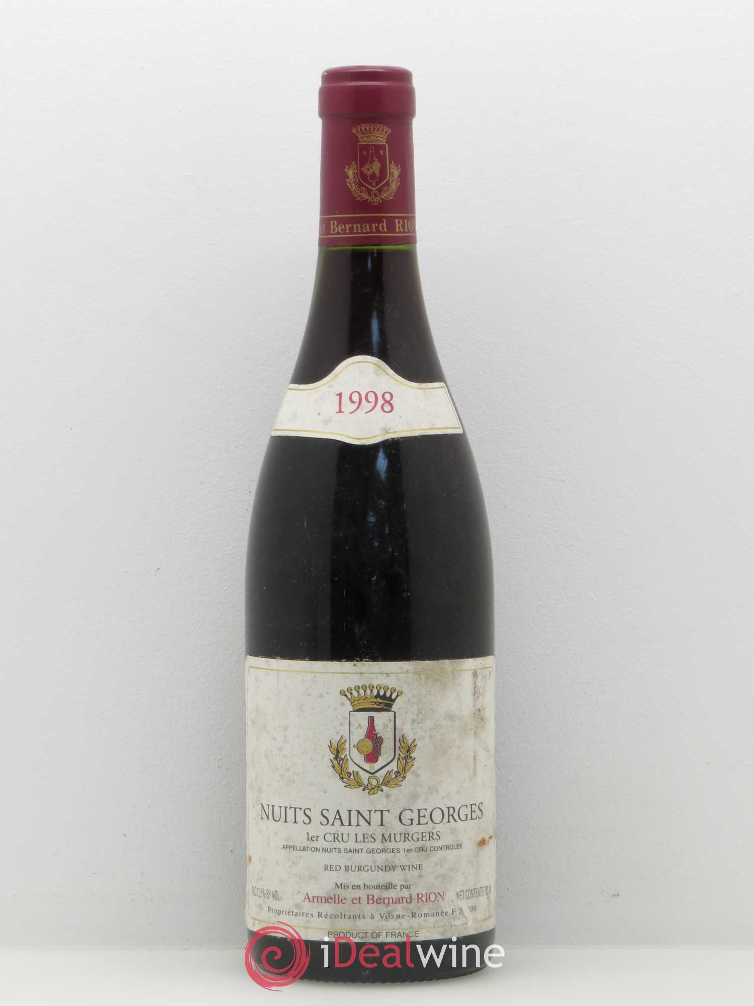 Nuits-Saint-Georges 1er Cru Les Murgers Domaine Bernard Rion 1998 - Posten von 1 Flasche - 0