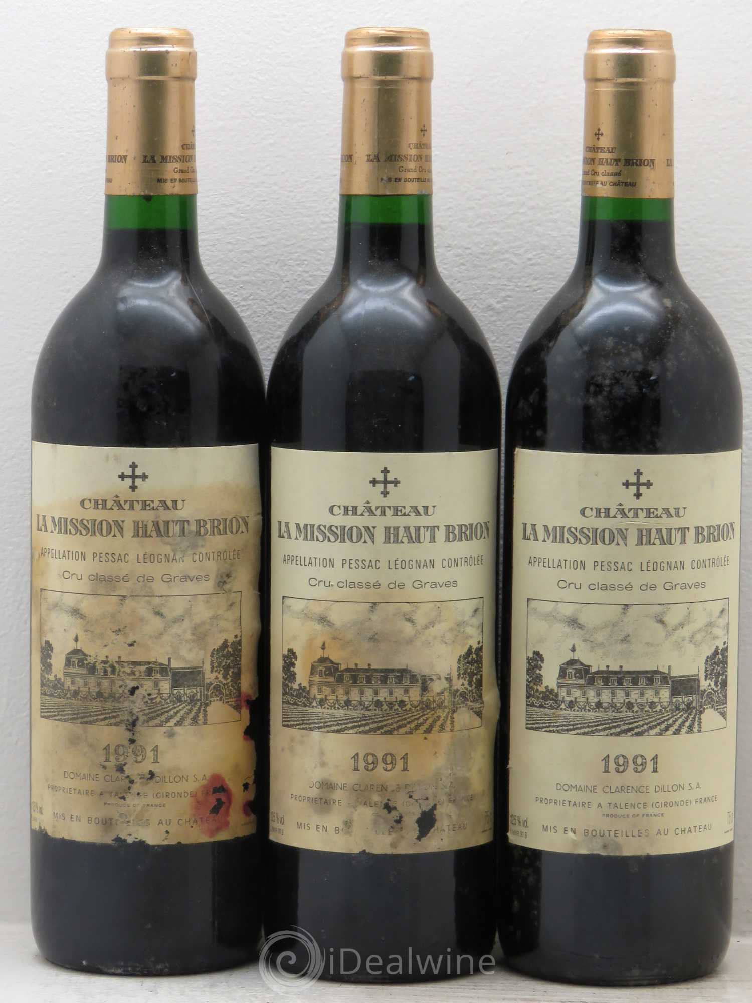 Château la Mission Haut-Brion Cru Classé de Graves 1991 - Lot de 3 bouteilles - 0