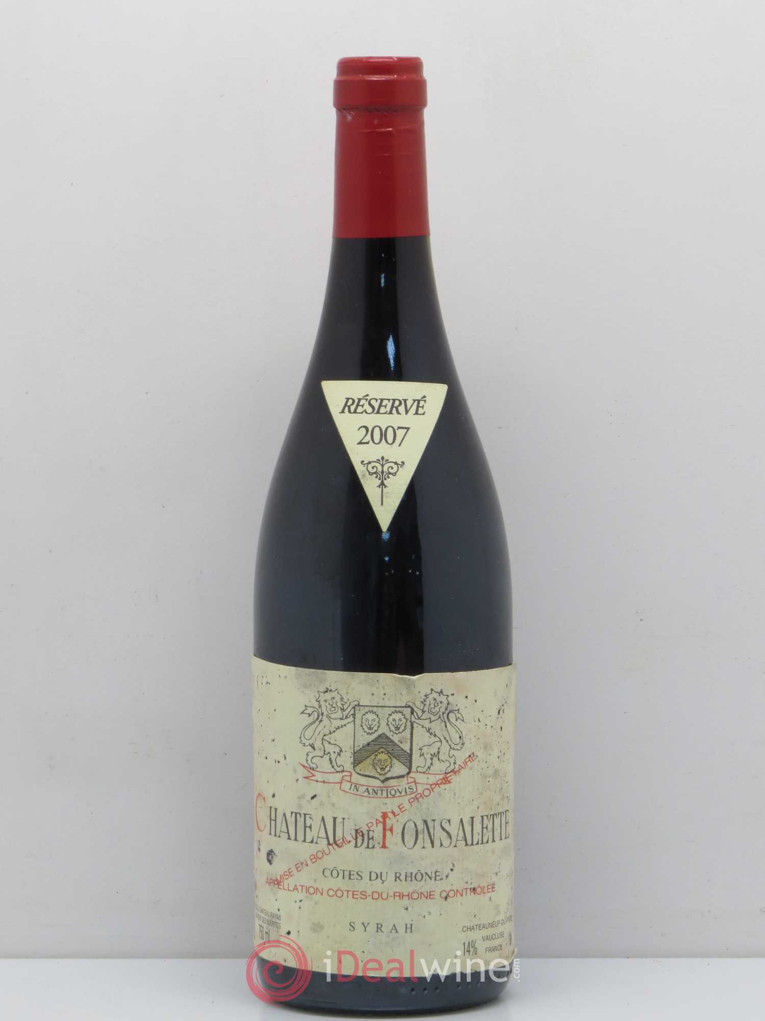Côtes-du-Rhône Cuvée Syrah Château de Fonsalette 2007 - Lot de 1 bouteille - 0