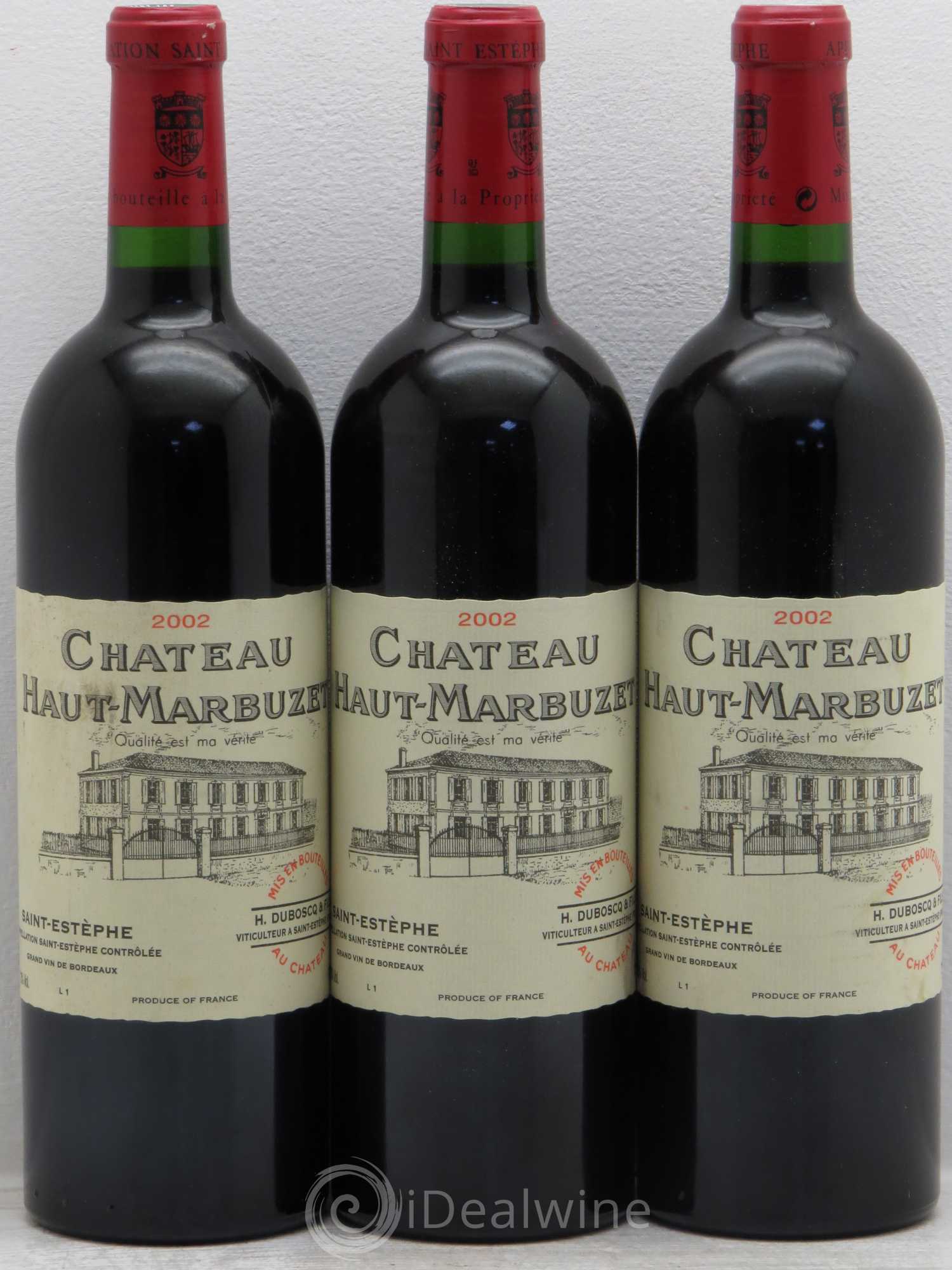 Château Haut Marbuzet 2002 - Lot de 3 bouteilles - 0