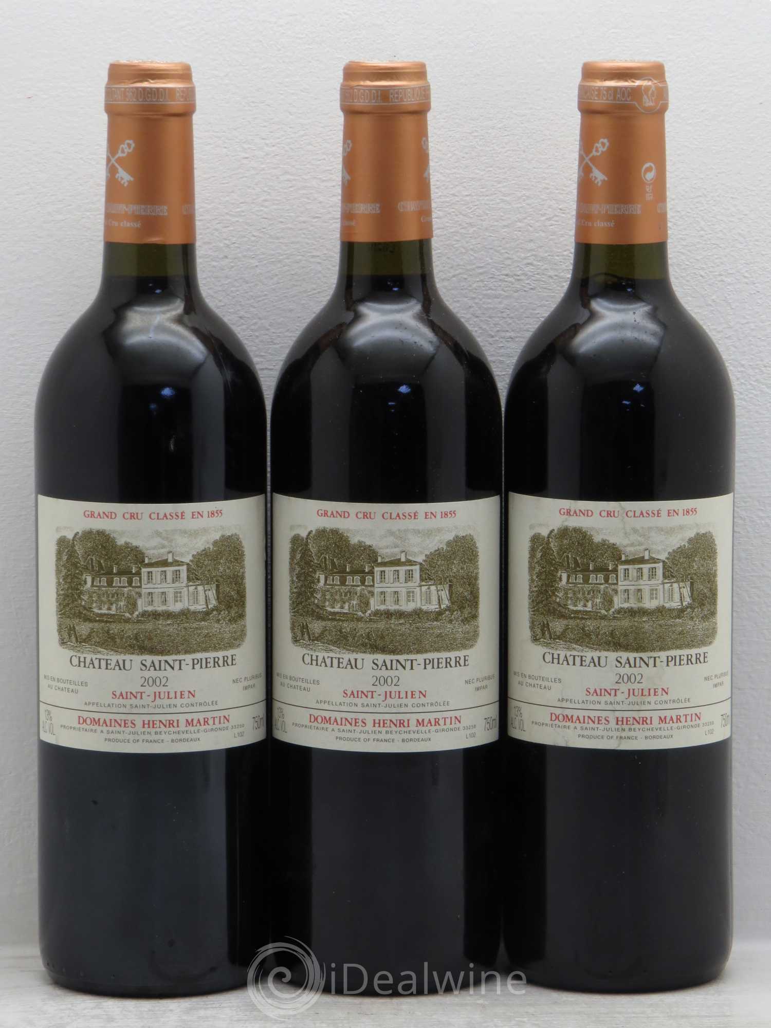 Château Saint-Pierre 4ème Grand Cru Classé 2002 - Lot de 3 bouteilles - 0