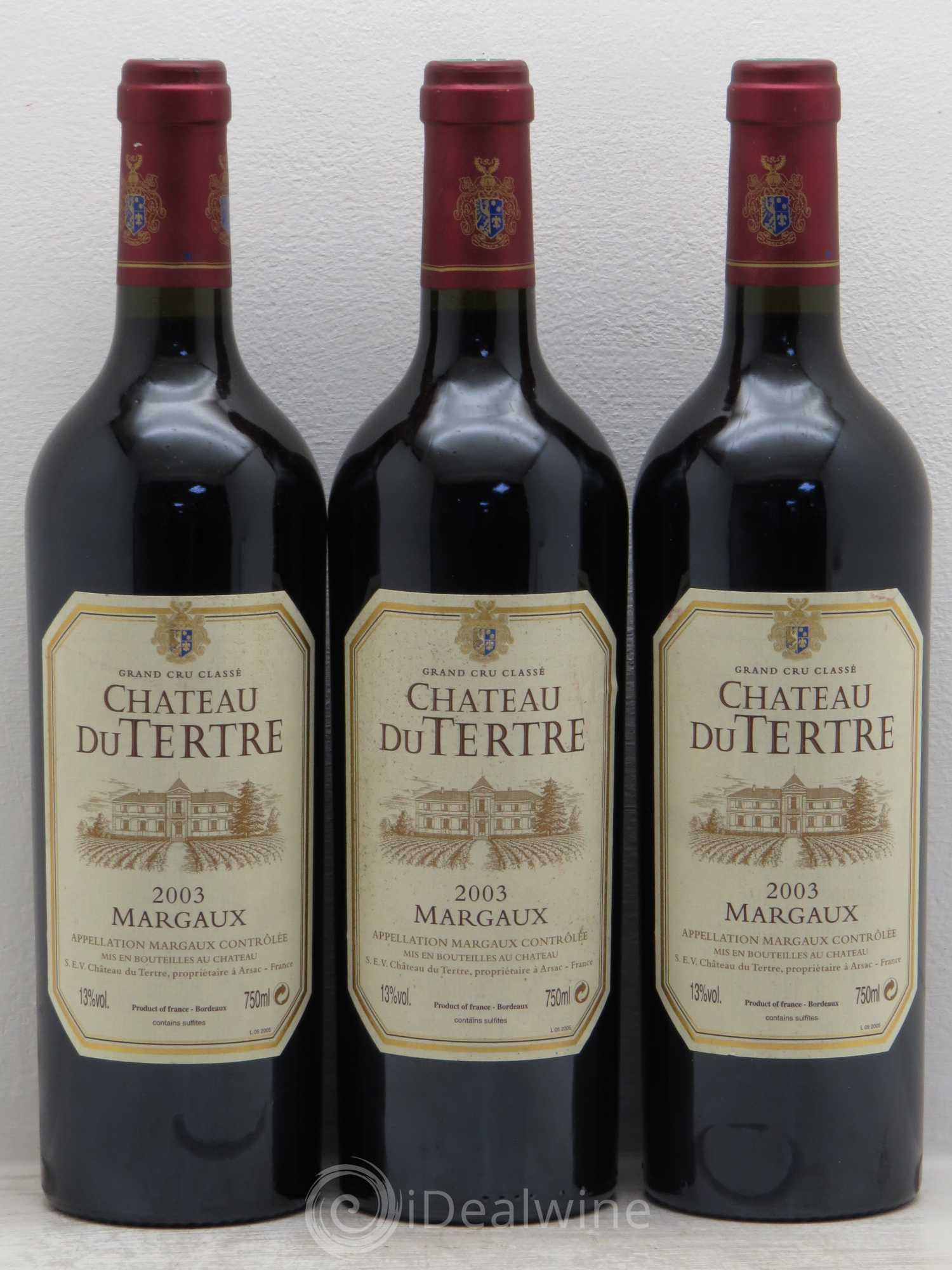Château du Tertre 5ème Grand Cru Classé 2003 - Lot de 3 bouteilles - 0