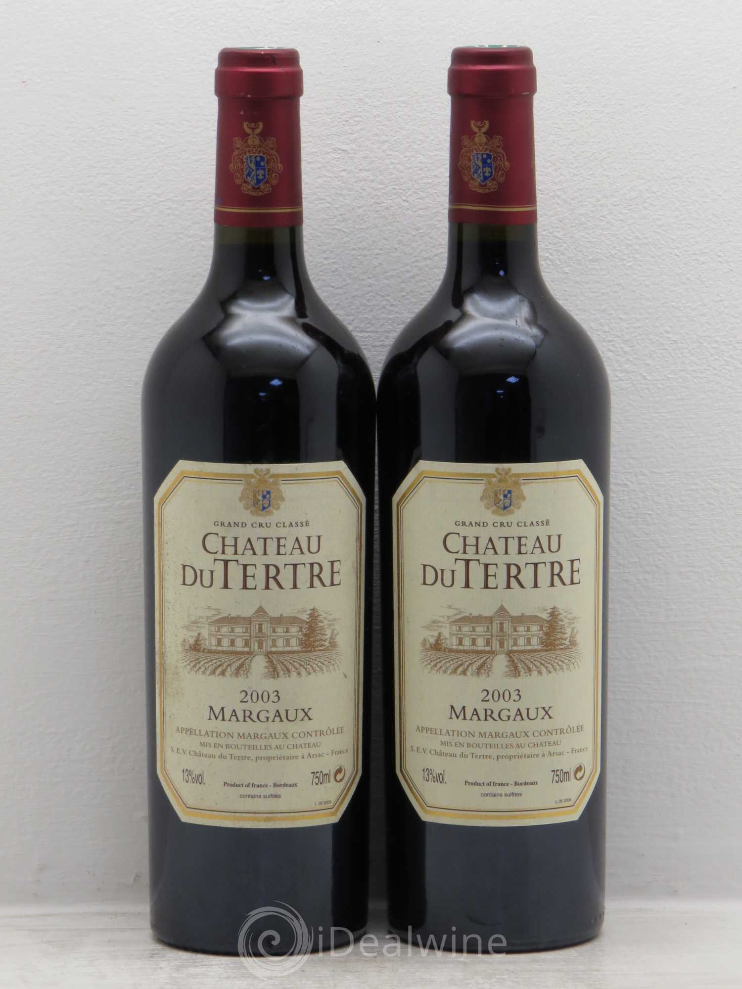 Château du Tertre 5ème Grand Cru Classé 2003 - Lot de 2 bouteilles - 0