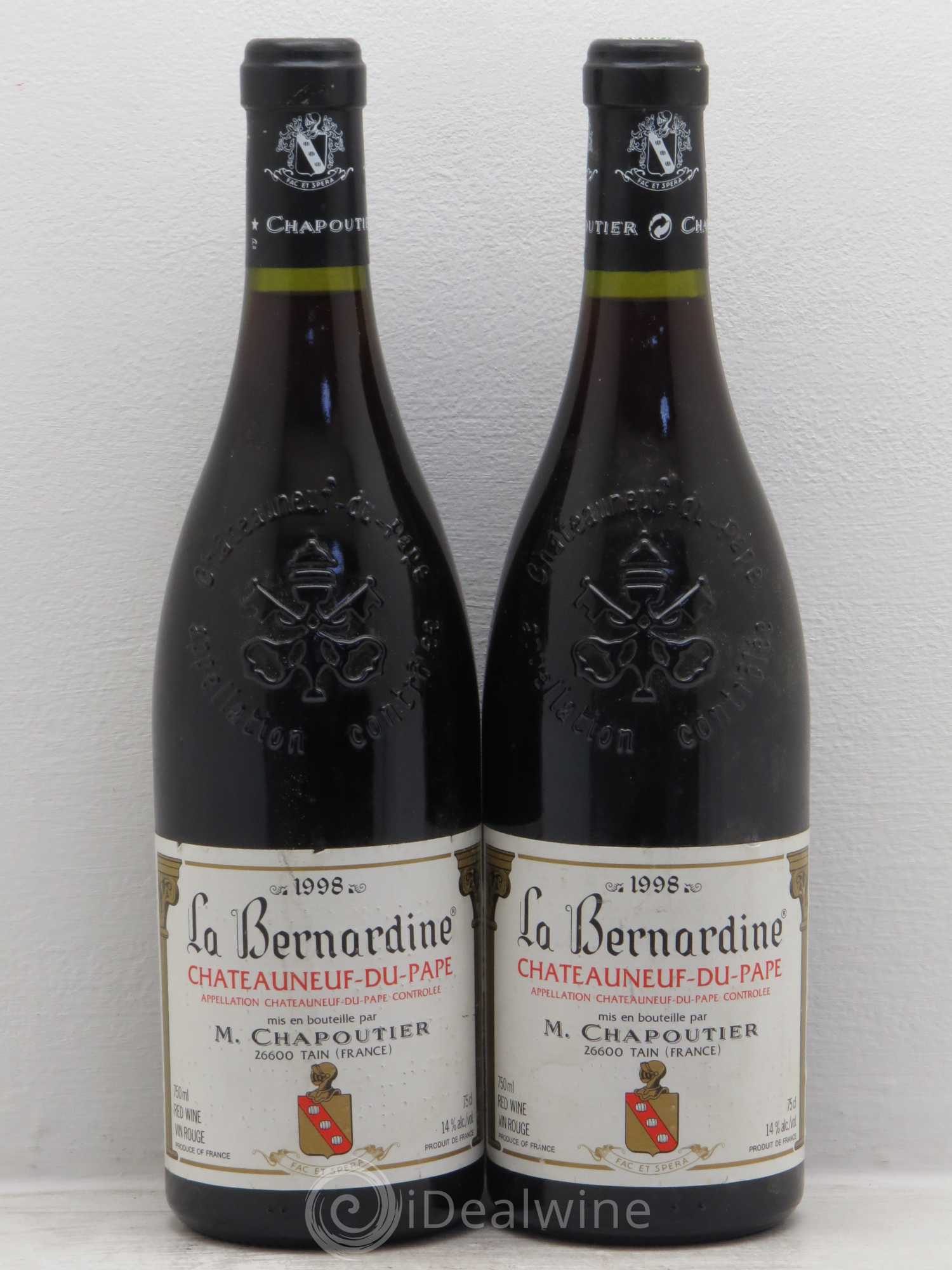 Châteauneuf-du-Pape La Bernardine Chapoutier 1998 - Lot de 2 bouteilles - 0