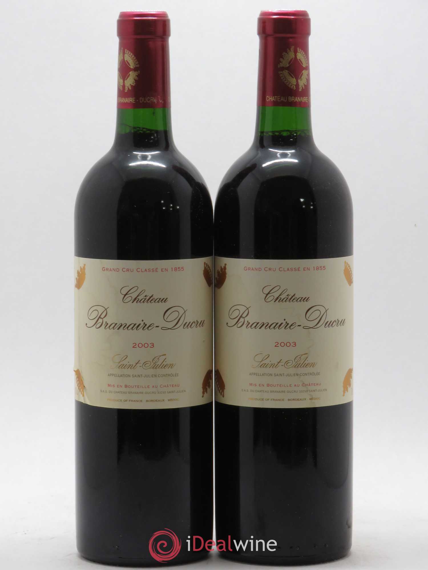Château Branaire Ducru 4ème Grand Cru Classé 2003 - Lot de 2 bouteilles - 0