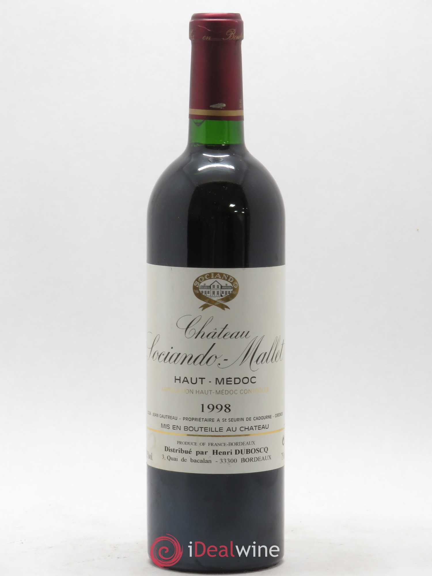 Château Sociando Mallet 1998 - Lot de 1 bouteille - 0