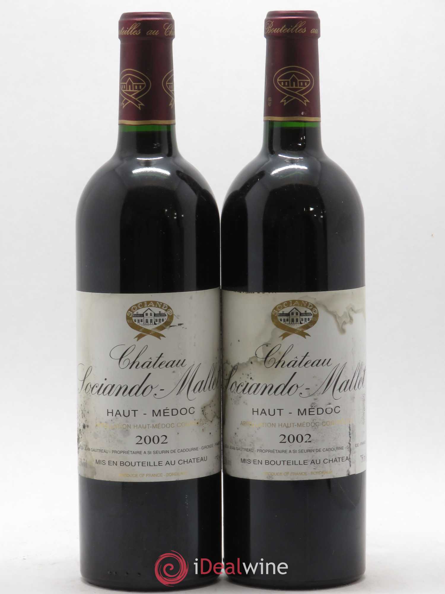 Château Sociando Mallet 2002 - Lot de 2 bouteilles - 0