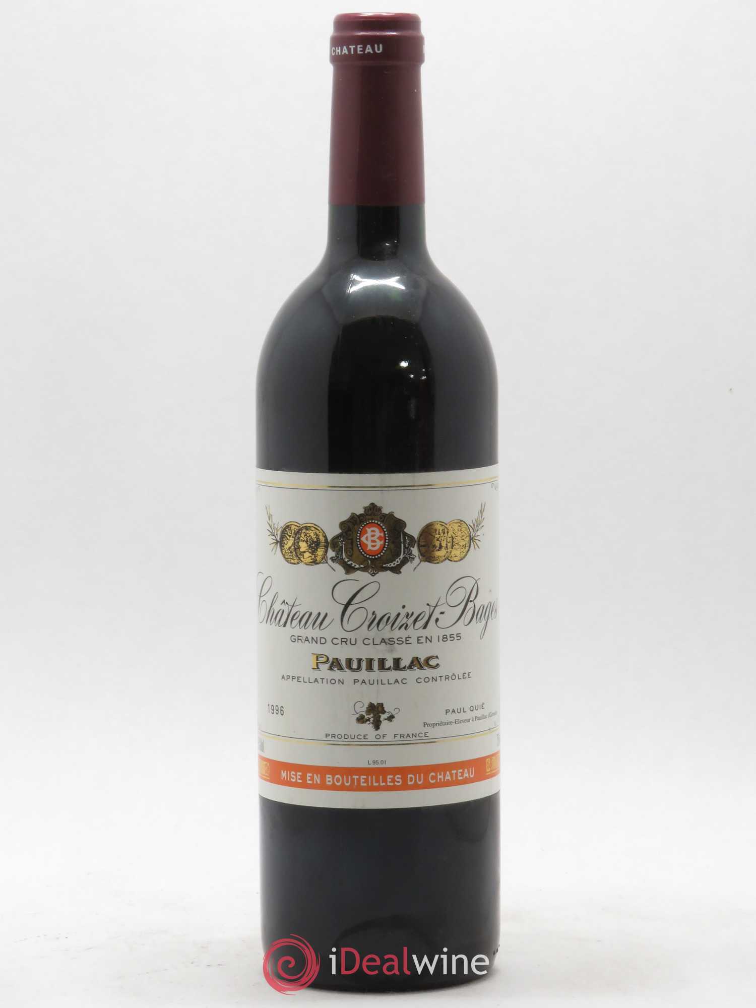 Château Croizet Bages 5ème Grand Cru Classé 1996 - Lot de 1 bouteille - 0