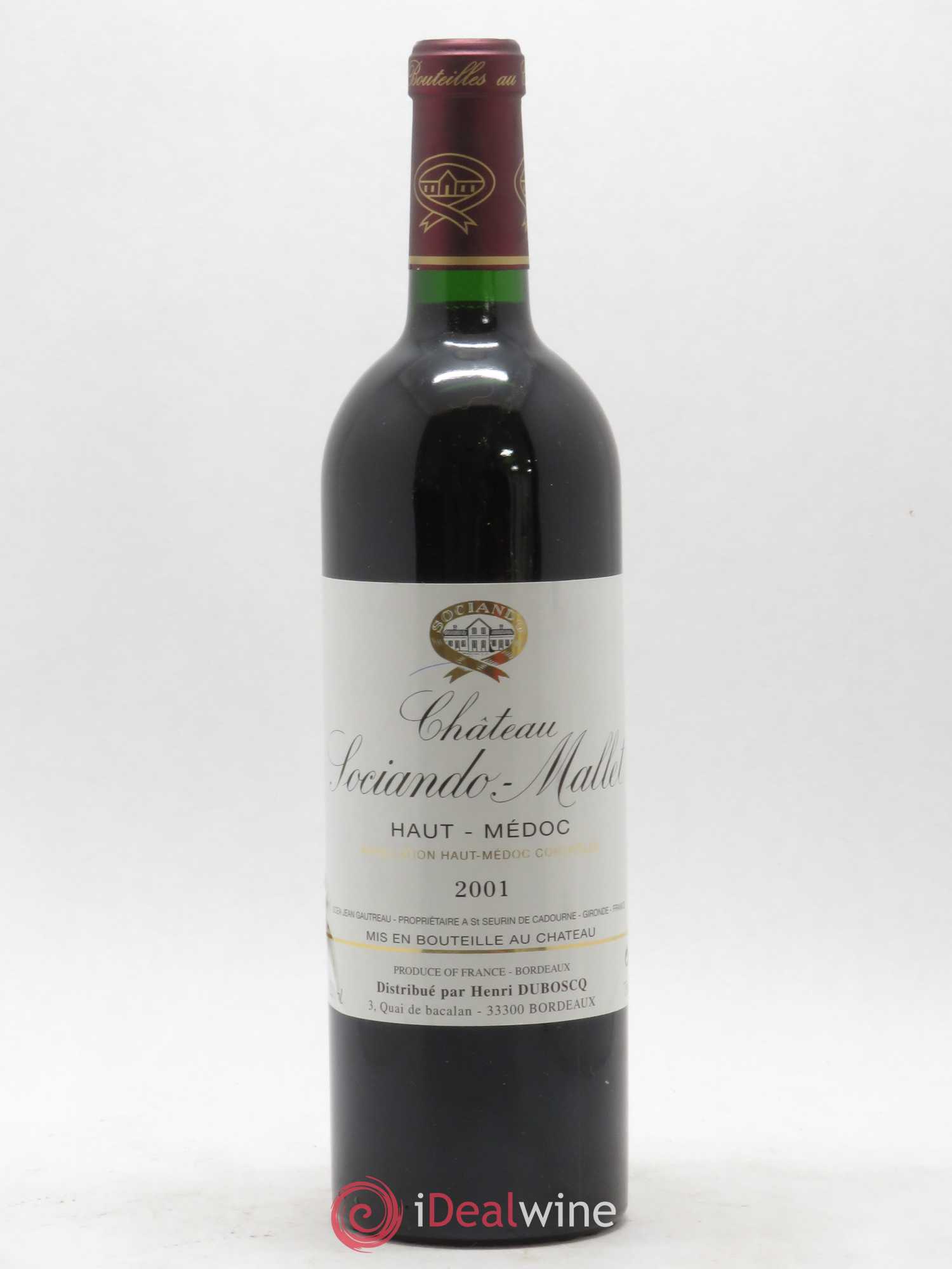 Château Sociando Mallet 2001 - Lot de 1 bouteille - 0