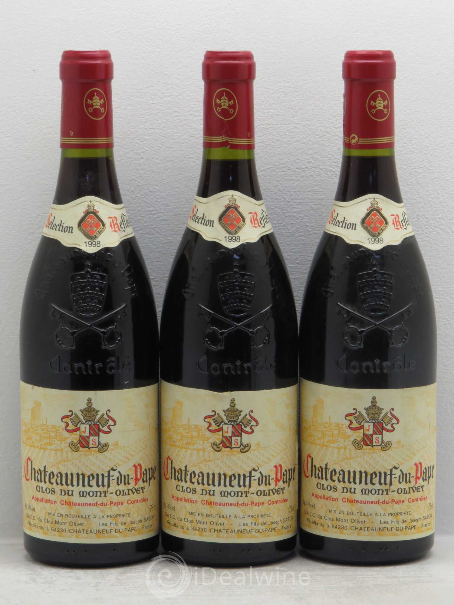 Châteauneuf-du-Pape Clos du Mont-Olivet 1998 - Lot de 3 bouteilles - 0
