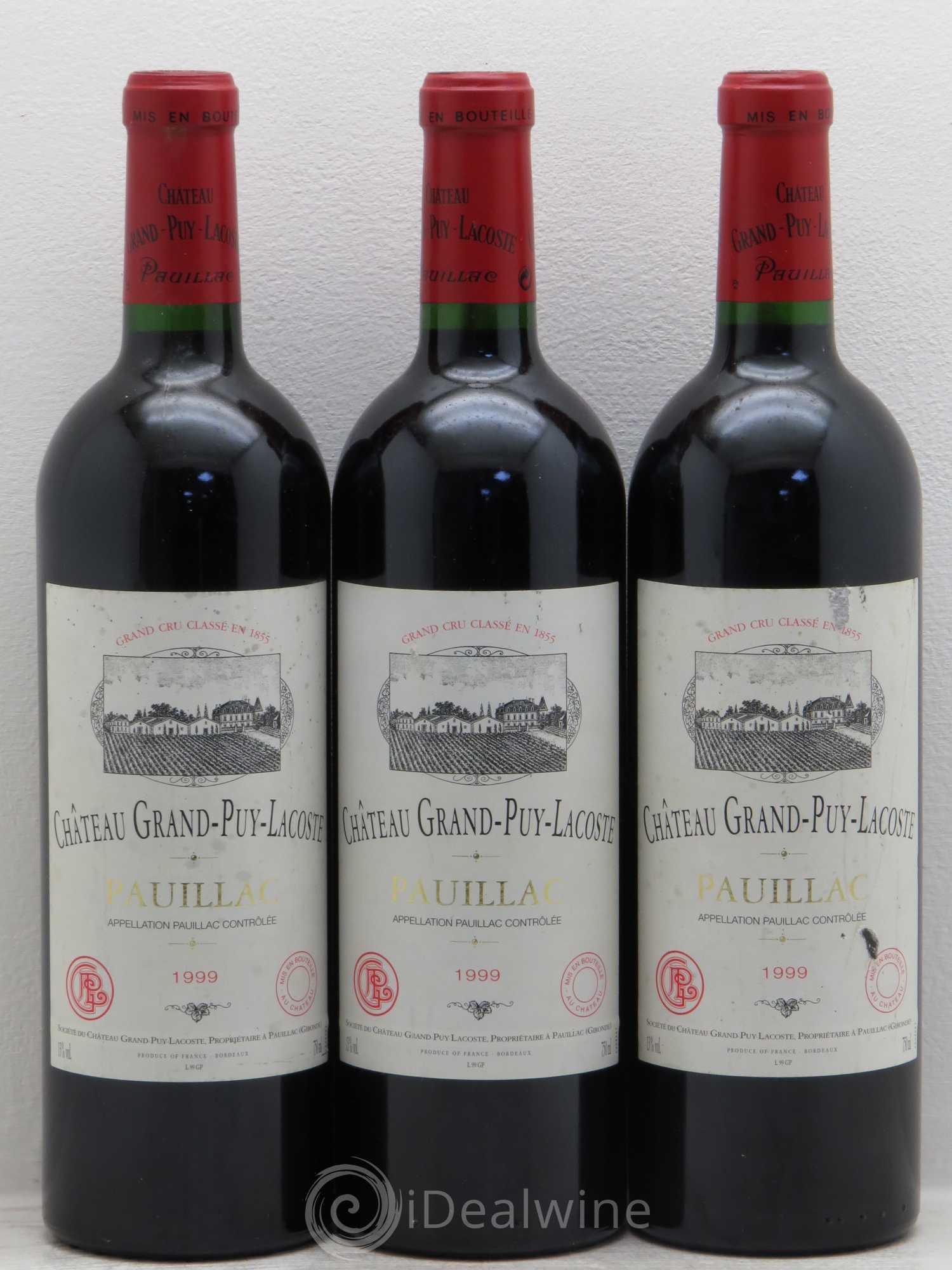 Château Grand Puy Lacoste 5ème Grand Cru Classé 1999 - Lot de 3 bouteilles - 0