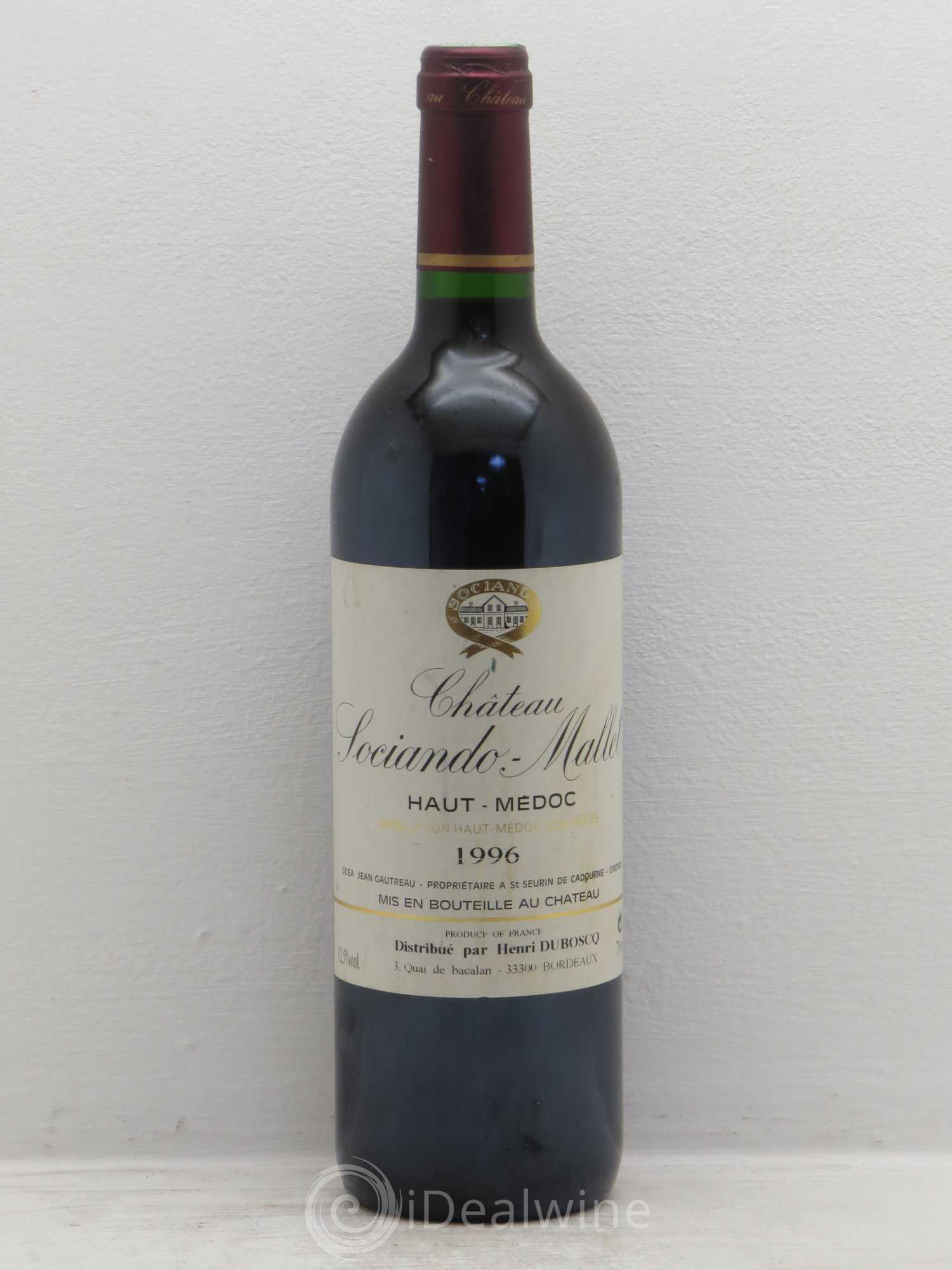 Château Sociando Mallet 1996 - Lot de 1 bouteille - 0