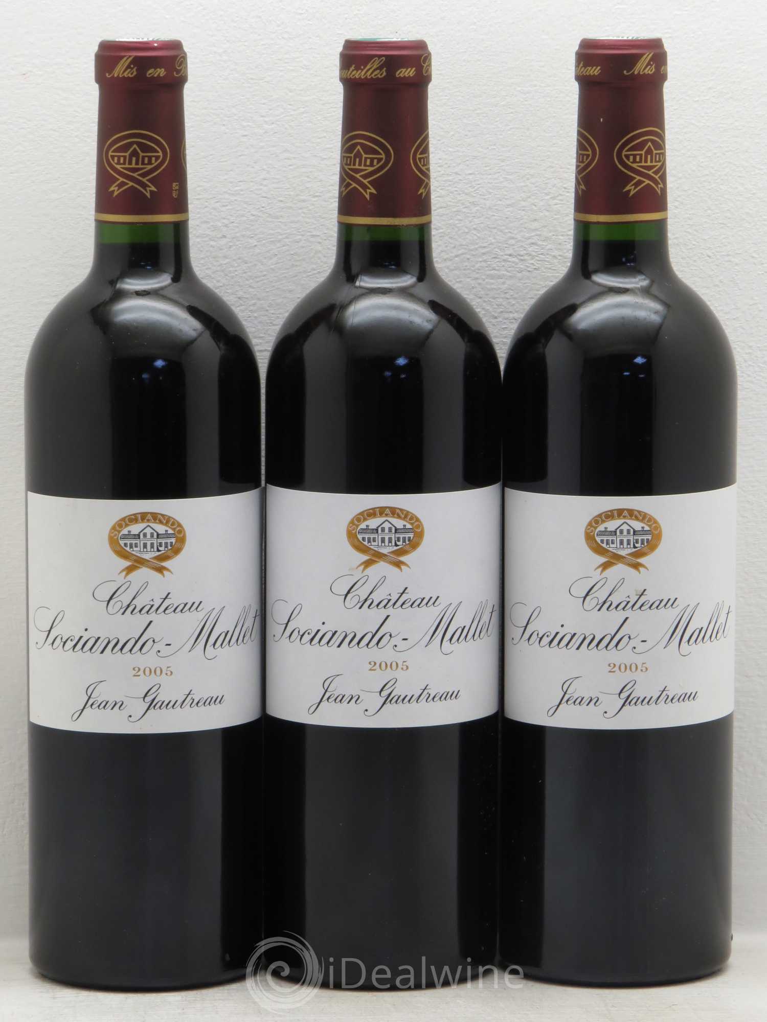 Château Sociando Mallet 2005 - Lot de 3 bouteilles - 0