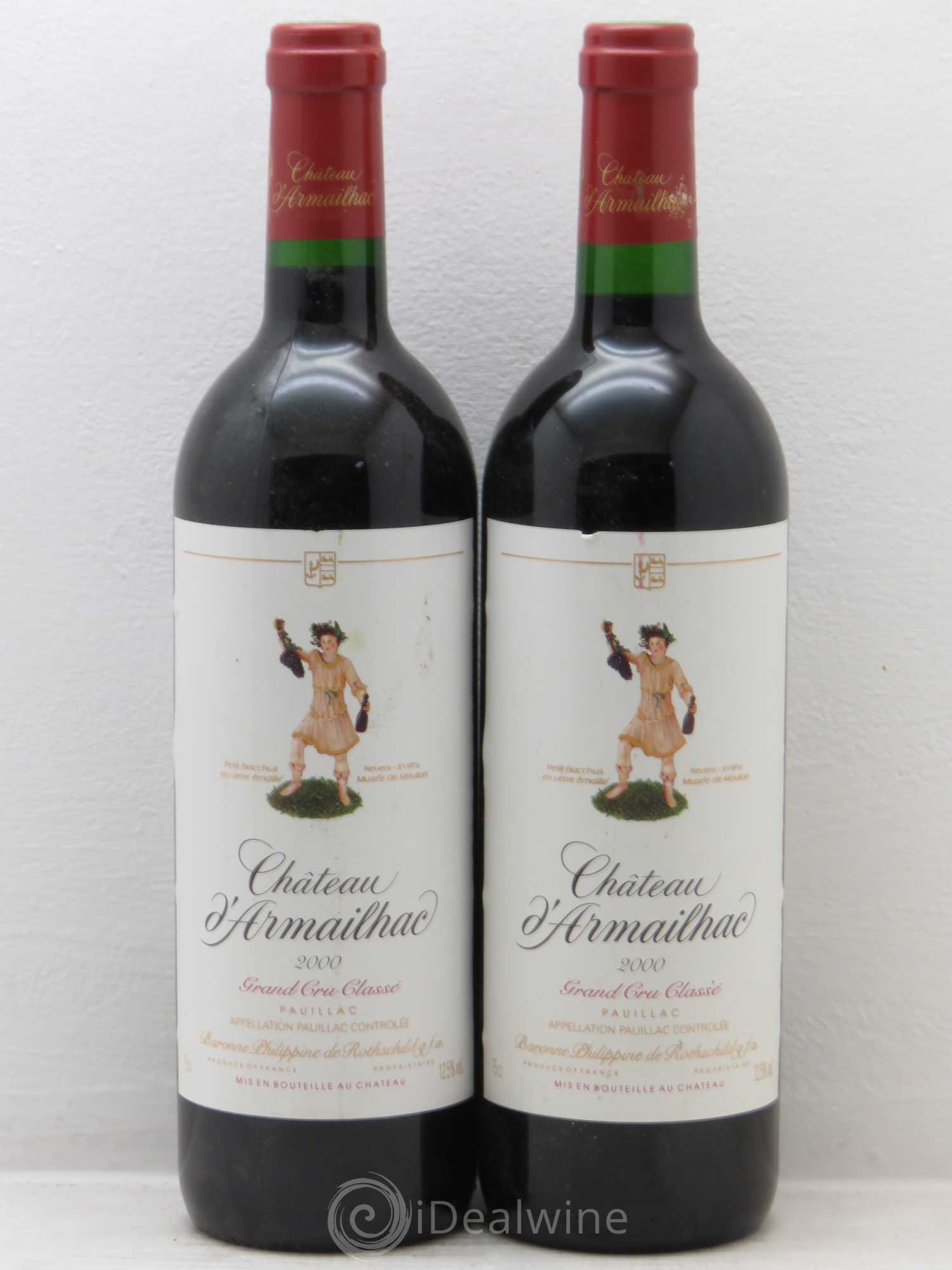 Château d' Armailhac - Mouton Baron(ne) Philippe 5ème Grand Cru Classé 2000 - Lot de 2 bouteilles - 0