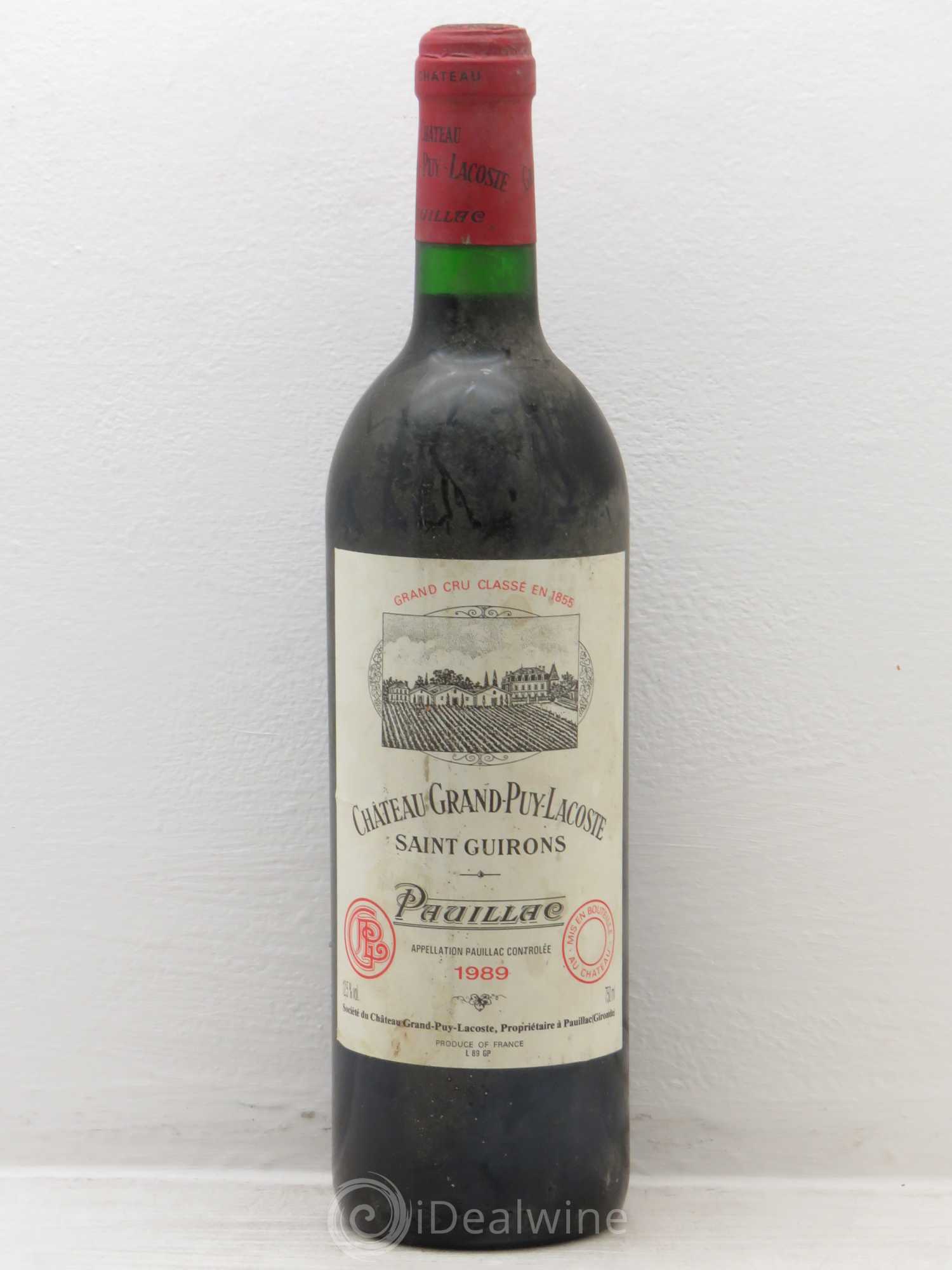Château Grand Puy Lacoste 5ème Grand Cru Classé 1989 - Lot de 1 bouteille - 0