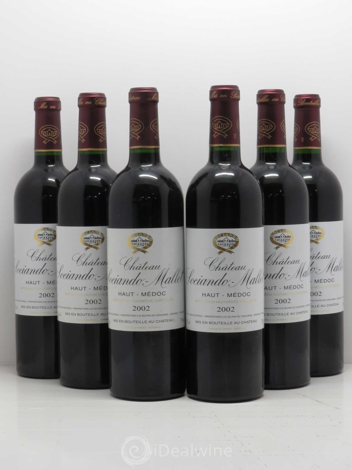 Château Sociando Mallet 2002 - Lot de 6 bouteilles - 0