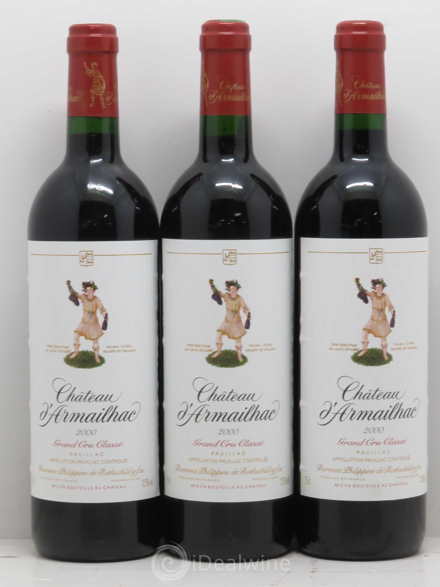 Château d' Armailhac - Mouton Baron(ne) Philippe 5ème Grand Cru Classé 2000 - Lot de 3 bouteilles - 0