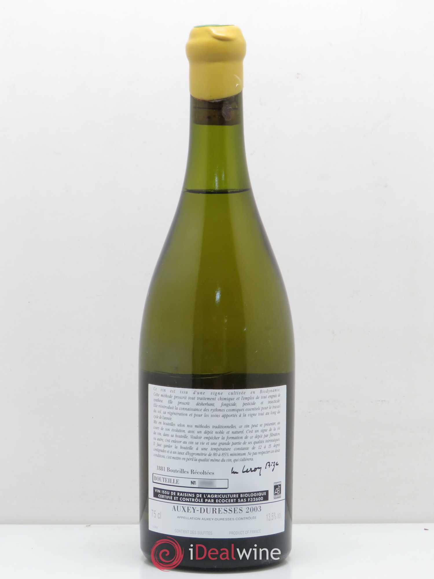 Auxey-Duresses Domaine d'Auvenay 2003 - Posten von 1 Flasche - 1