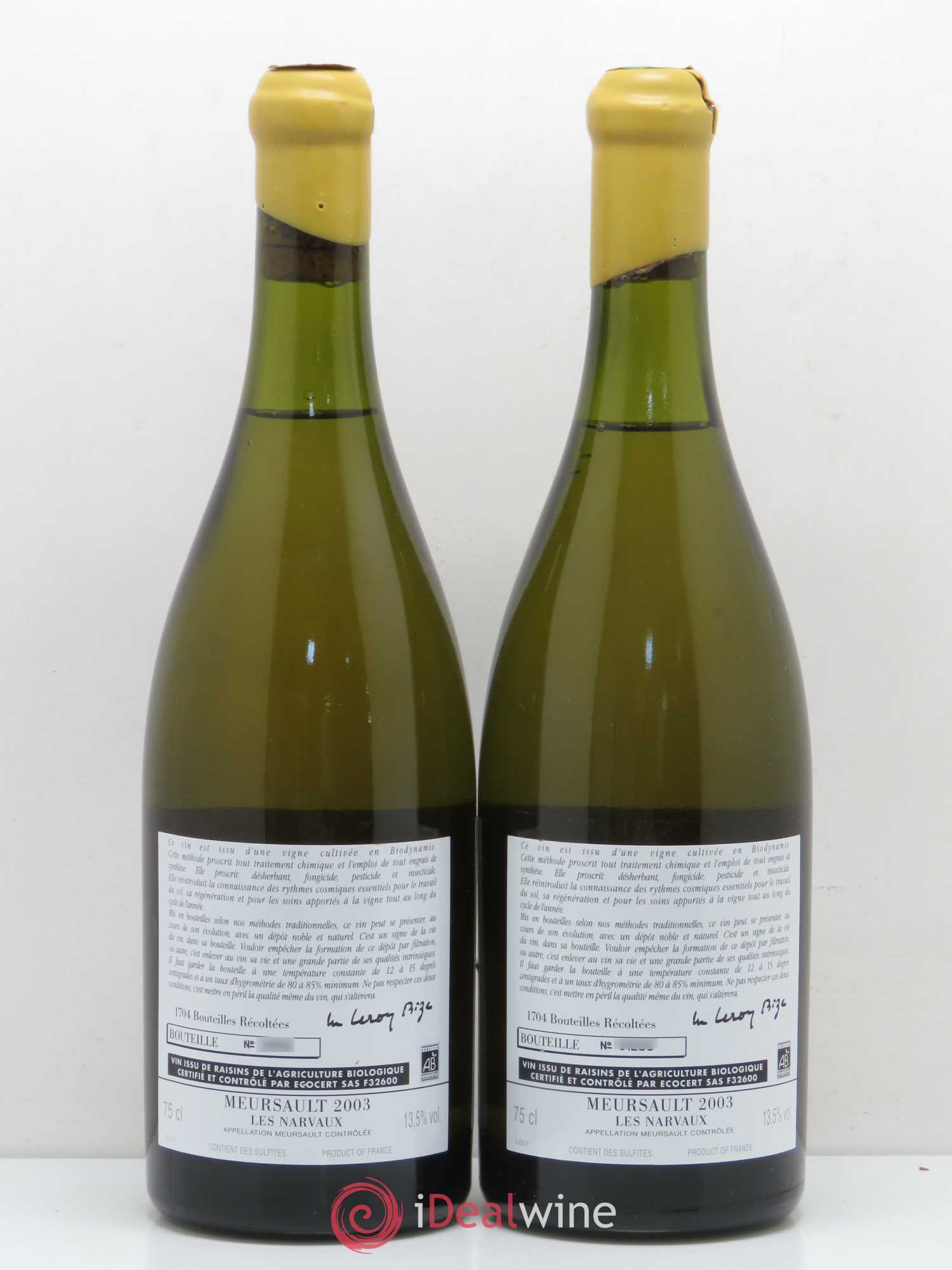 Meursault Les Narvaux d'Auvenay (Domaine) 2003 - Lotto di 2 bottiglie - 1