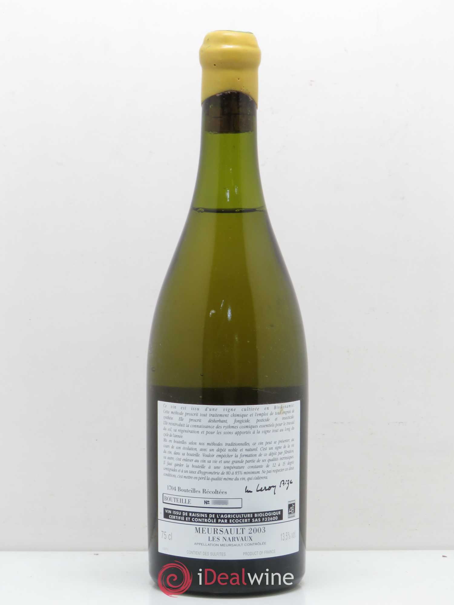 Meursault Les Narvaux d'Auvenay (Domaine) 2003 - Lot de 1 bouteille - 1