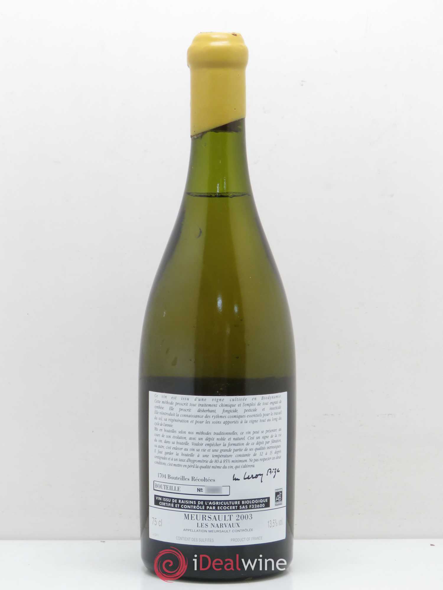 Meursault Les Narvaux d'Auvenay (Domaine) 2003 - Lot de 1 bouteille - 1