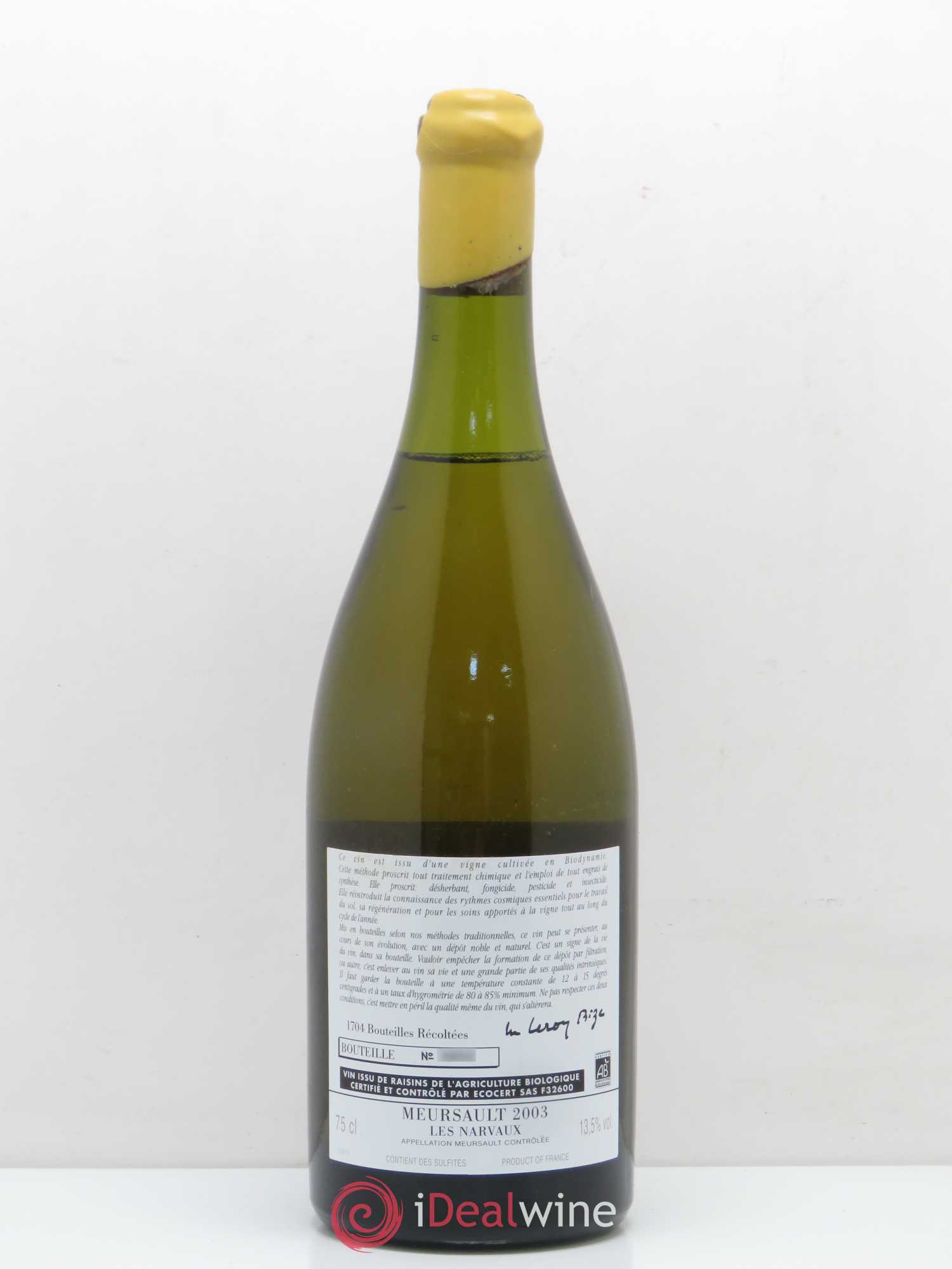 Meursault Les Narvaux d'Auvenay (Domaine) 2003 - Lot de 1 bouteille - 1