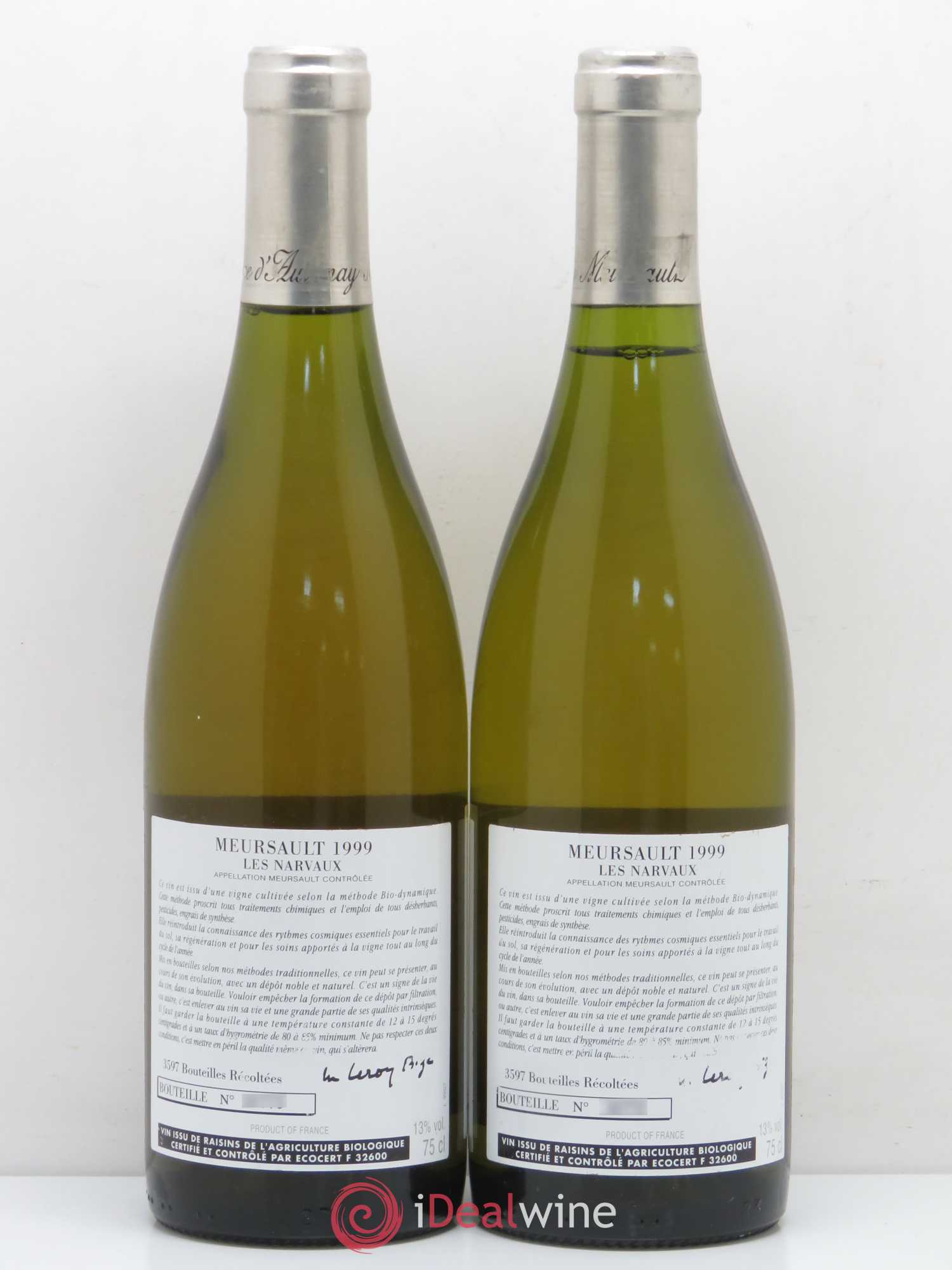 Meursault Les Narvaux d'Auvenay (Domaine) 1999 - Lot de 2 bouteilles - 1