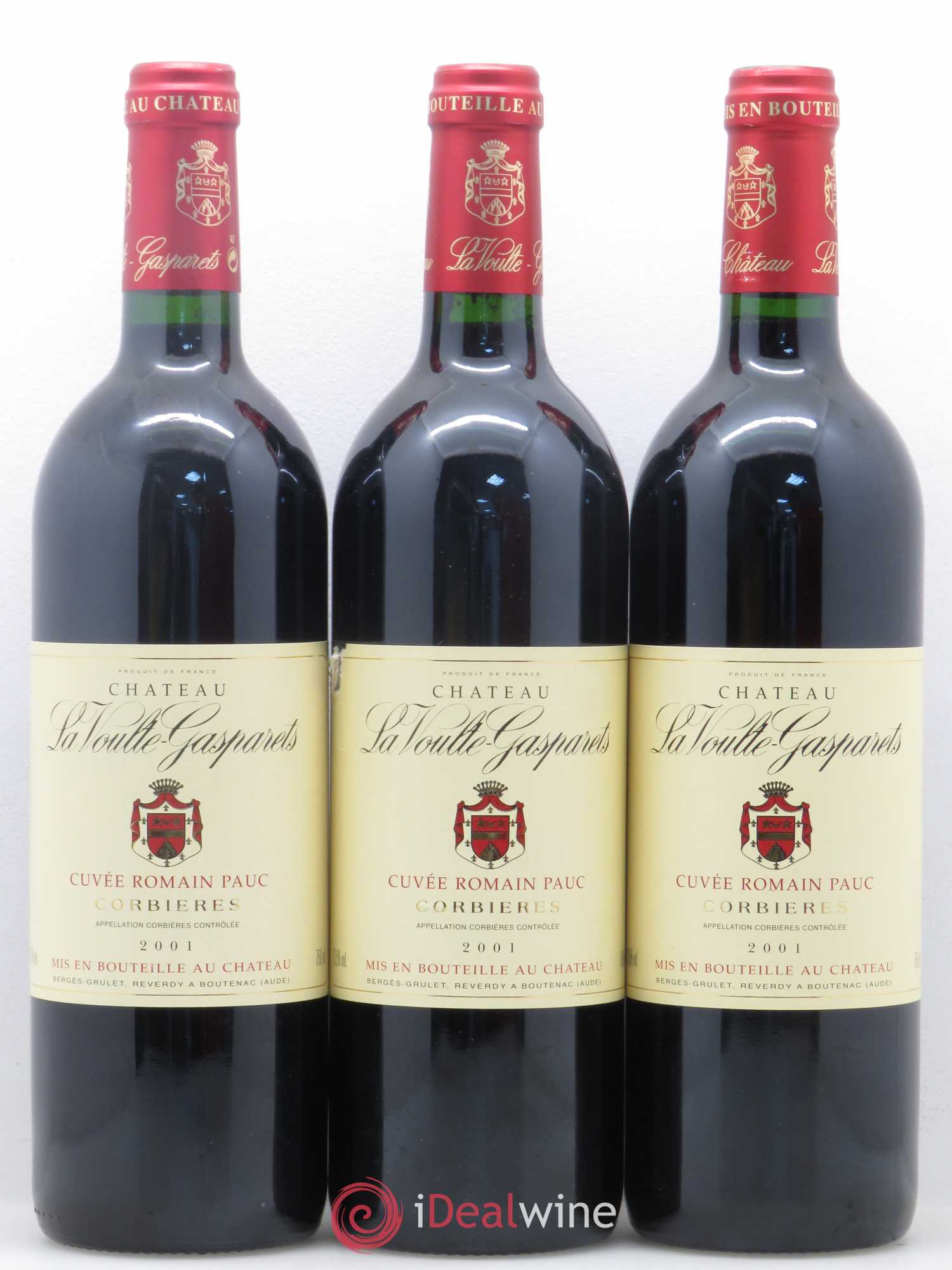 Corbières Boutenac La Voulte-Gasparets Cuvée Romain Pauc Patrick Reverdy 2001 - Lot de 3 bouteilles - 0