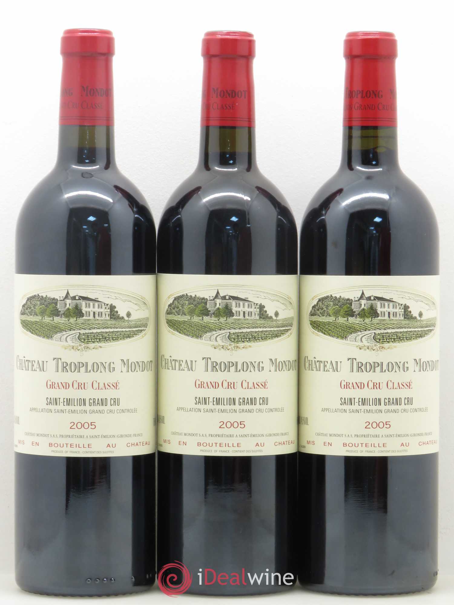 Château Troplong Mondot 1er Grand Cru Classé B 2005 - Lot de 3 bouteilles - 0
