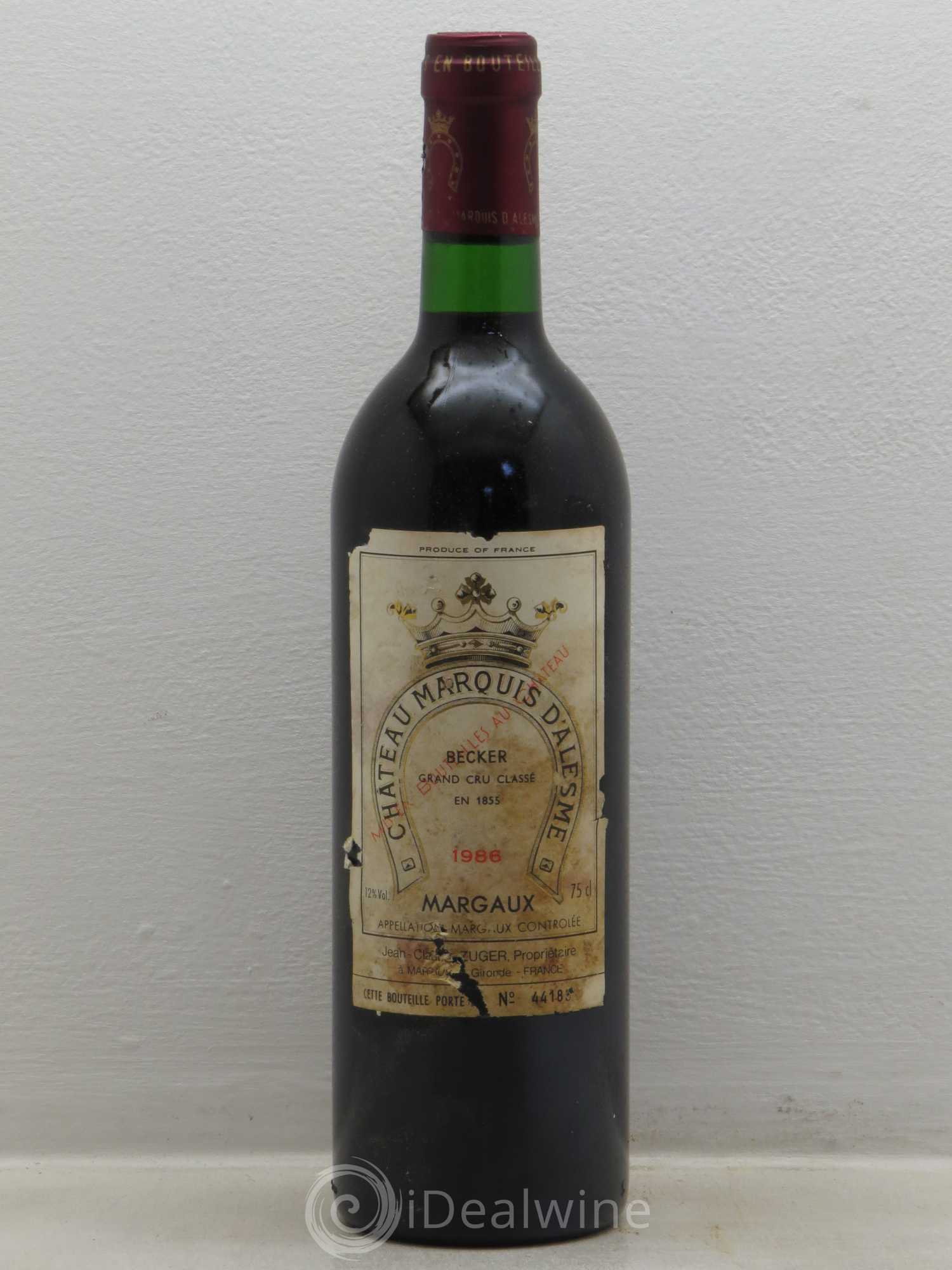 Château Marquis d'Alesme (sans prix de réserve) 1986 - Lot de 1 bouteille - 0