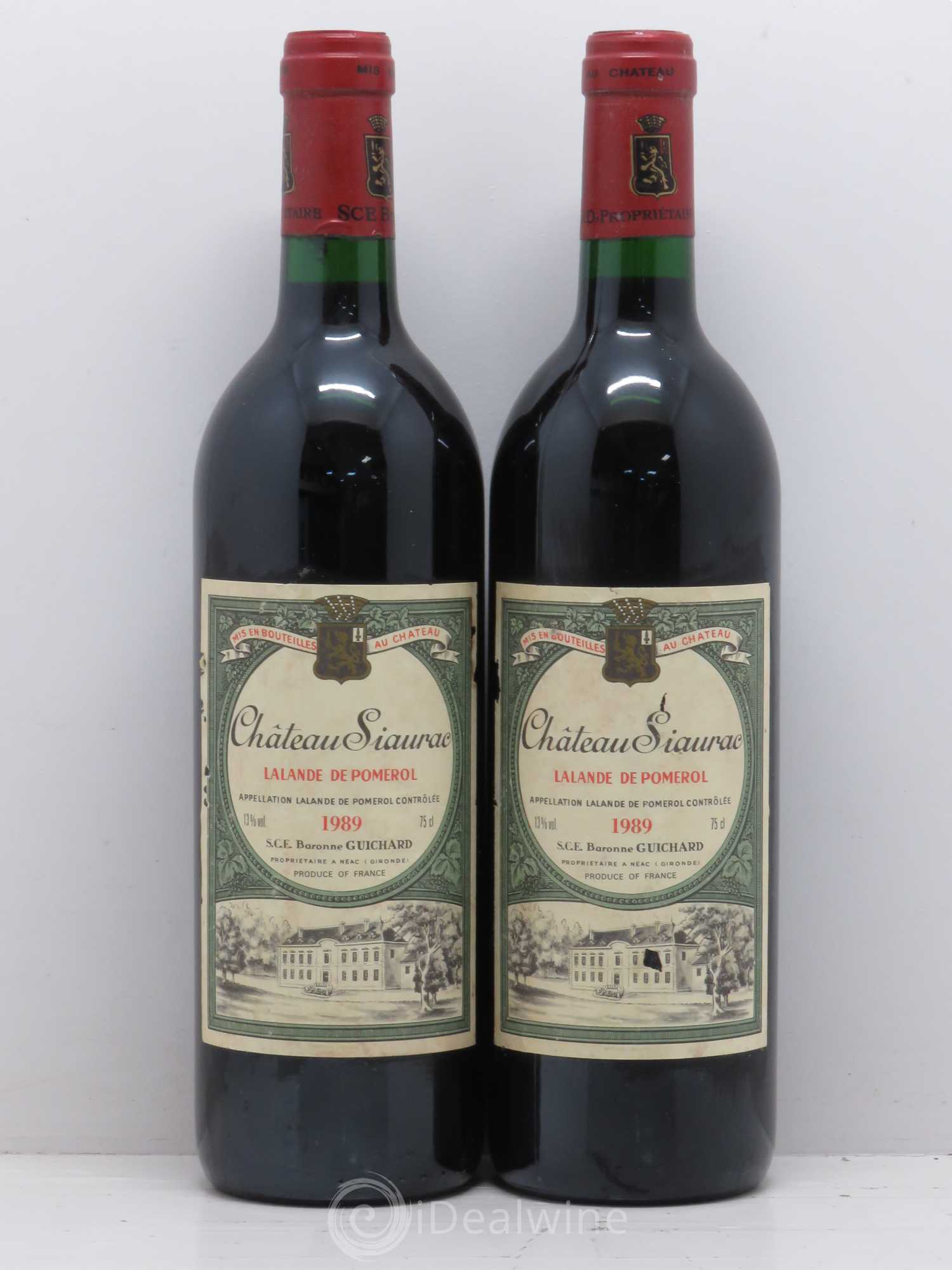 Bordeaux Lalande De Pomerol Sieurac (sans prix de réserve) 1989 - Posten von 2 Flaschen - 0