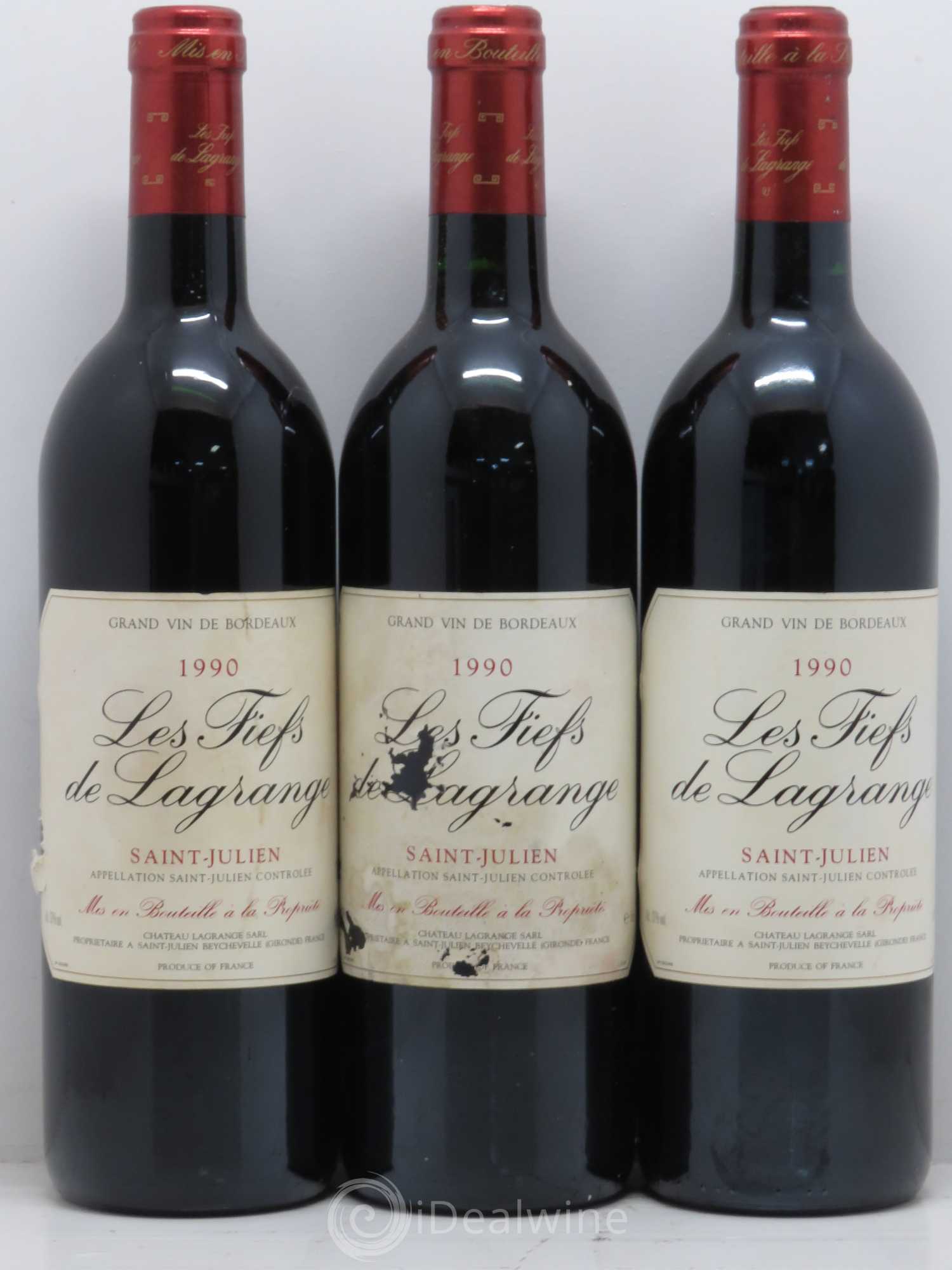 Les Fiefs de Lagrange Second Vin 1990 - Lot de 3 bouteilles - 0