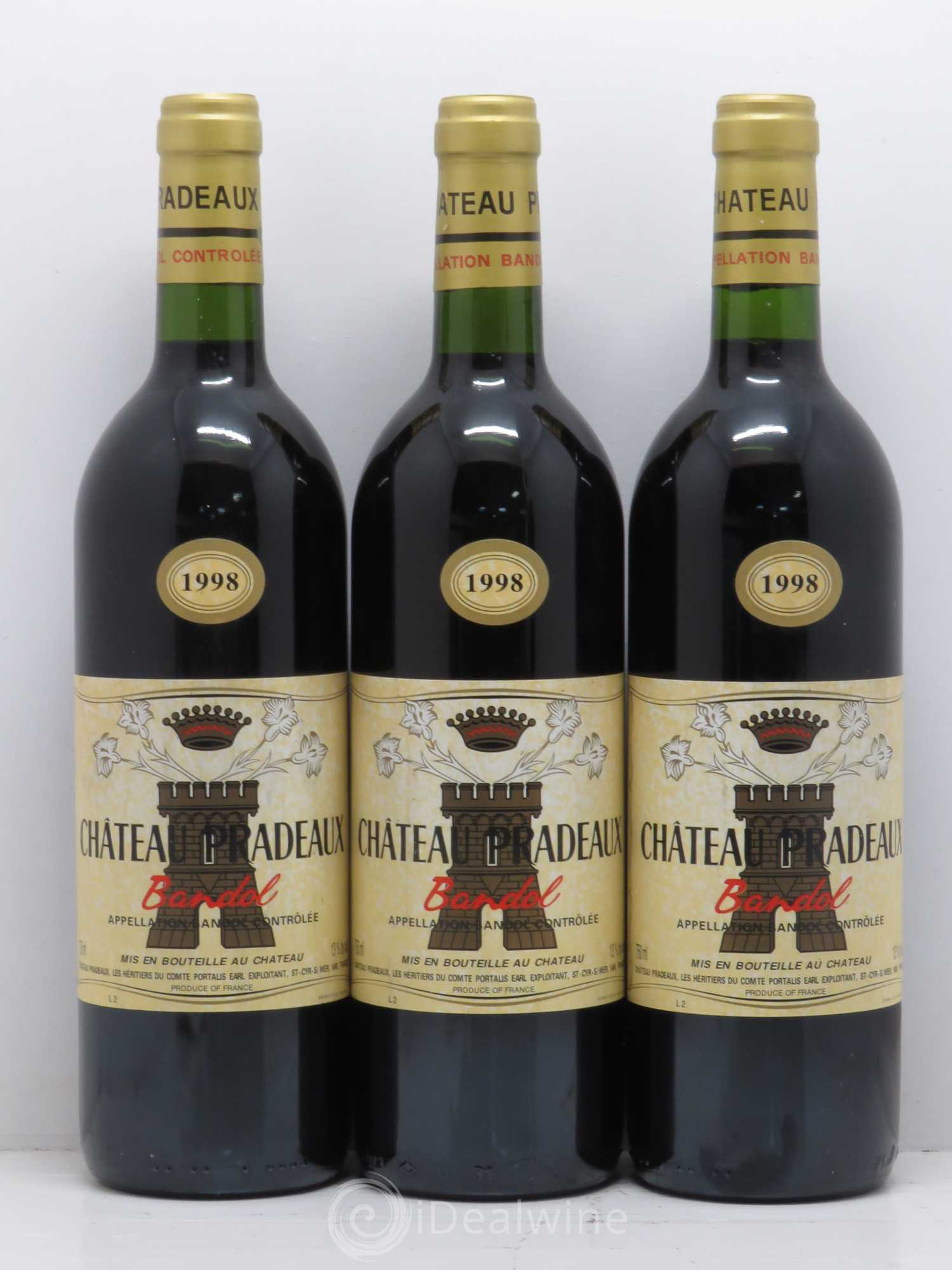 Bandol Château Pradeaux Famille Portalis 1998 - Lot de 3 bouteilles - 0