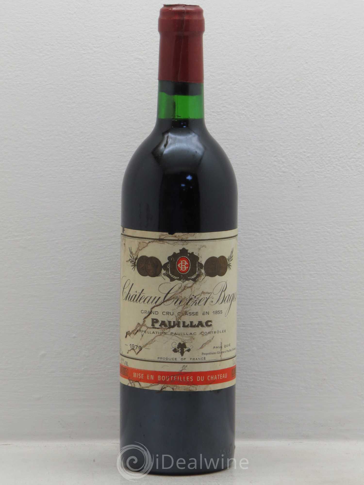Château Croizet Bages 5ème Grand Cru Classé (sans prix de réserve) 1979 - Lot de 1 bouteille - 0
