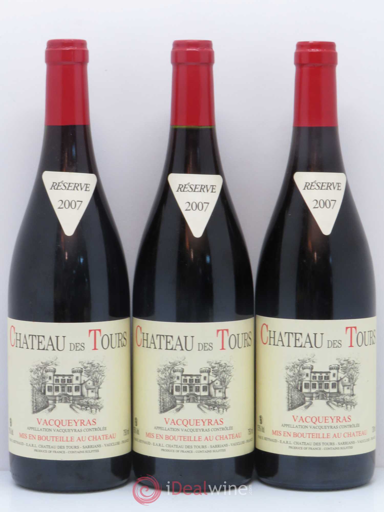 Vacqueyras Château des Tours Emmanuel Reynaud 2007 - Lot de 3 bouteilles - 0
