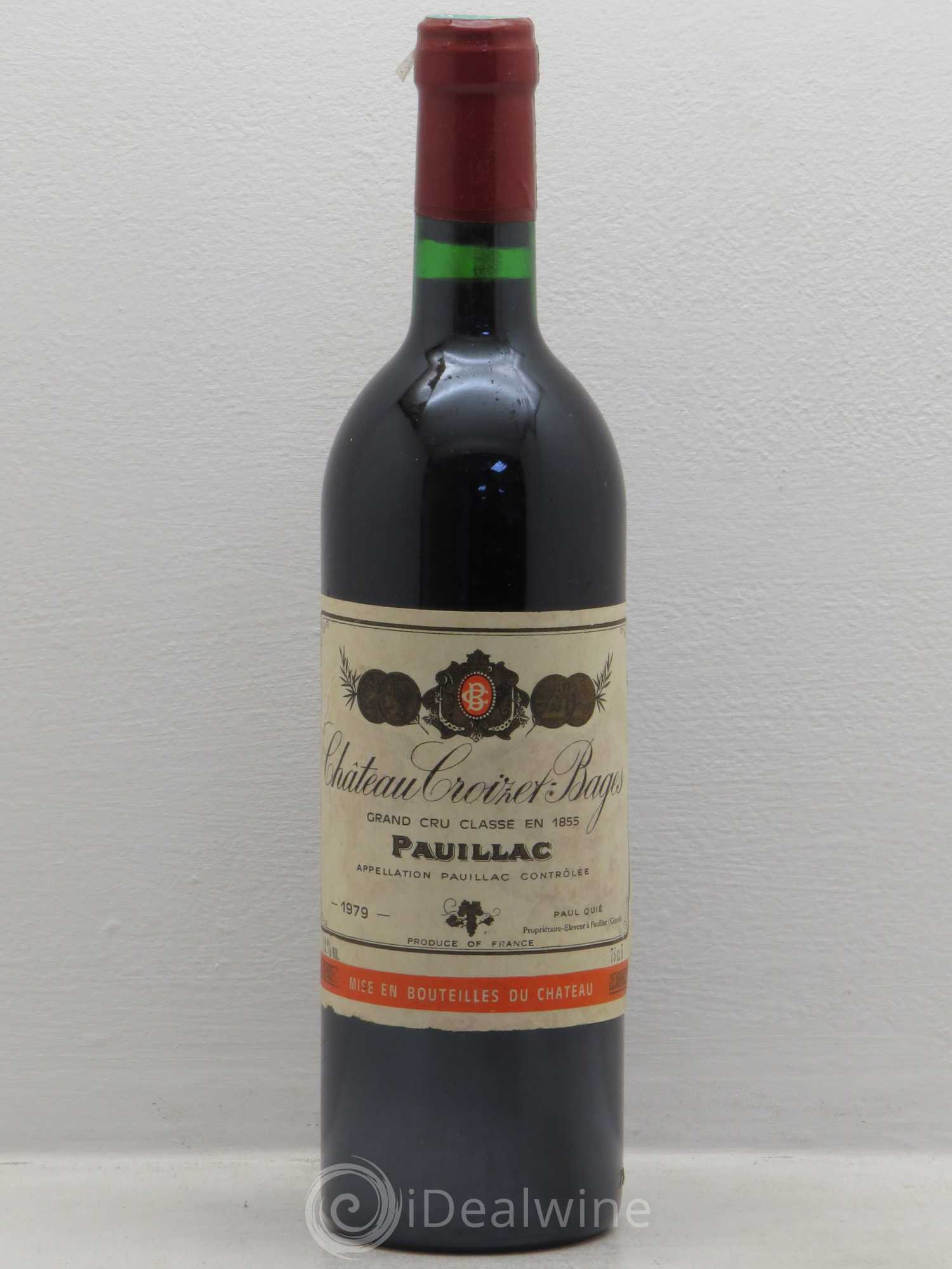 Château Croizet Bages 5ème Grand Cru Classé (sans prix de réserve) 1979 - Lot de 1 bouteille - 0