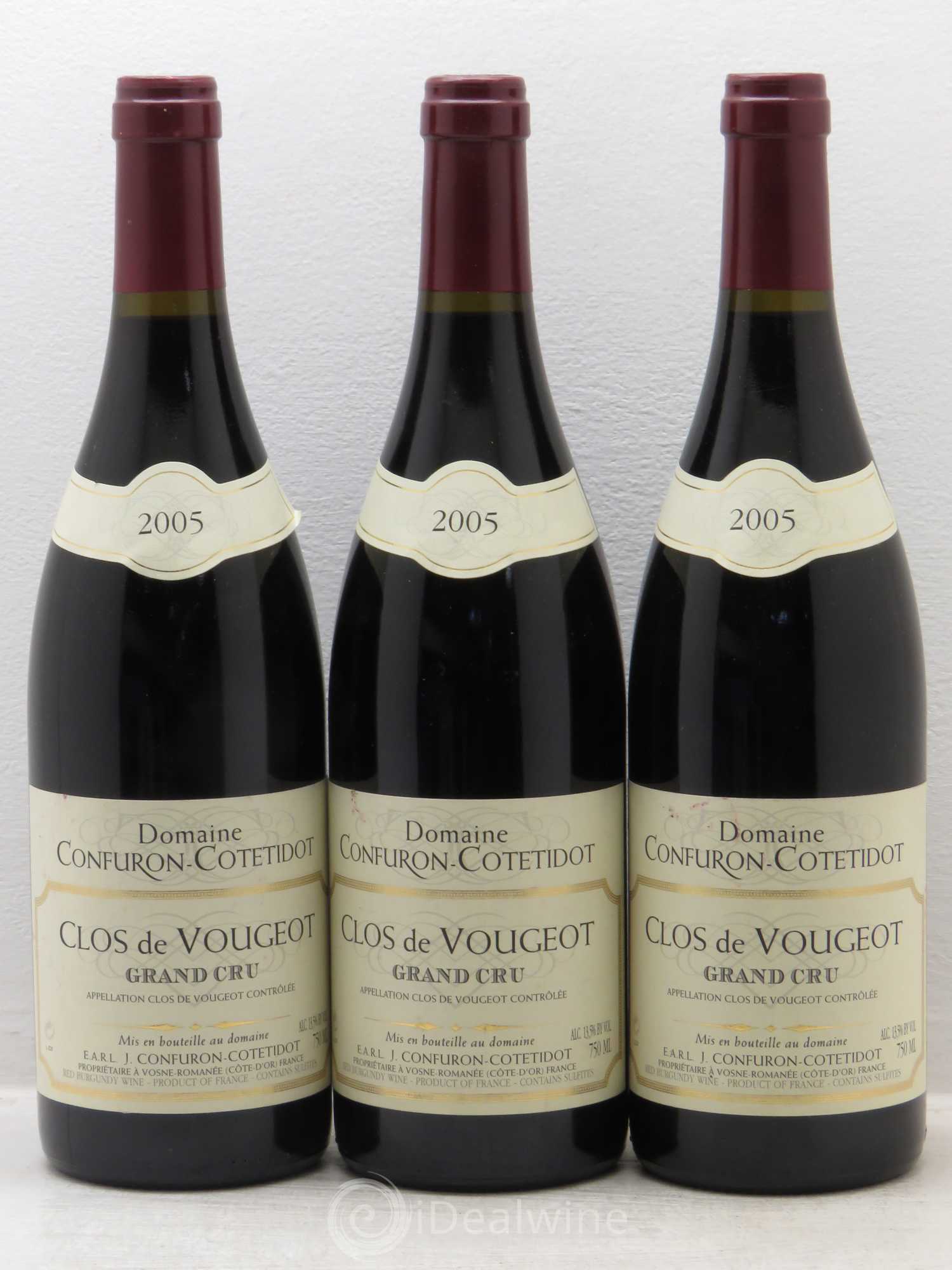 Clos de Vougeot Grand Cru Confuron-Cotetidot 2005 - Lot de 3 bouteilles - 0