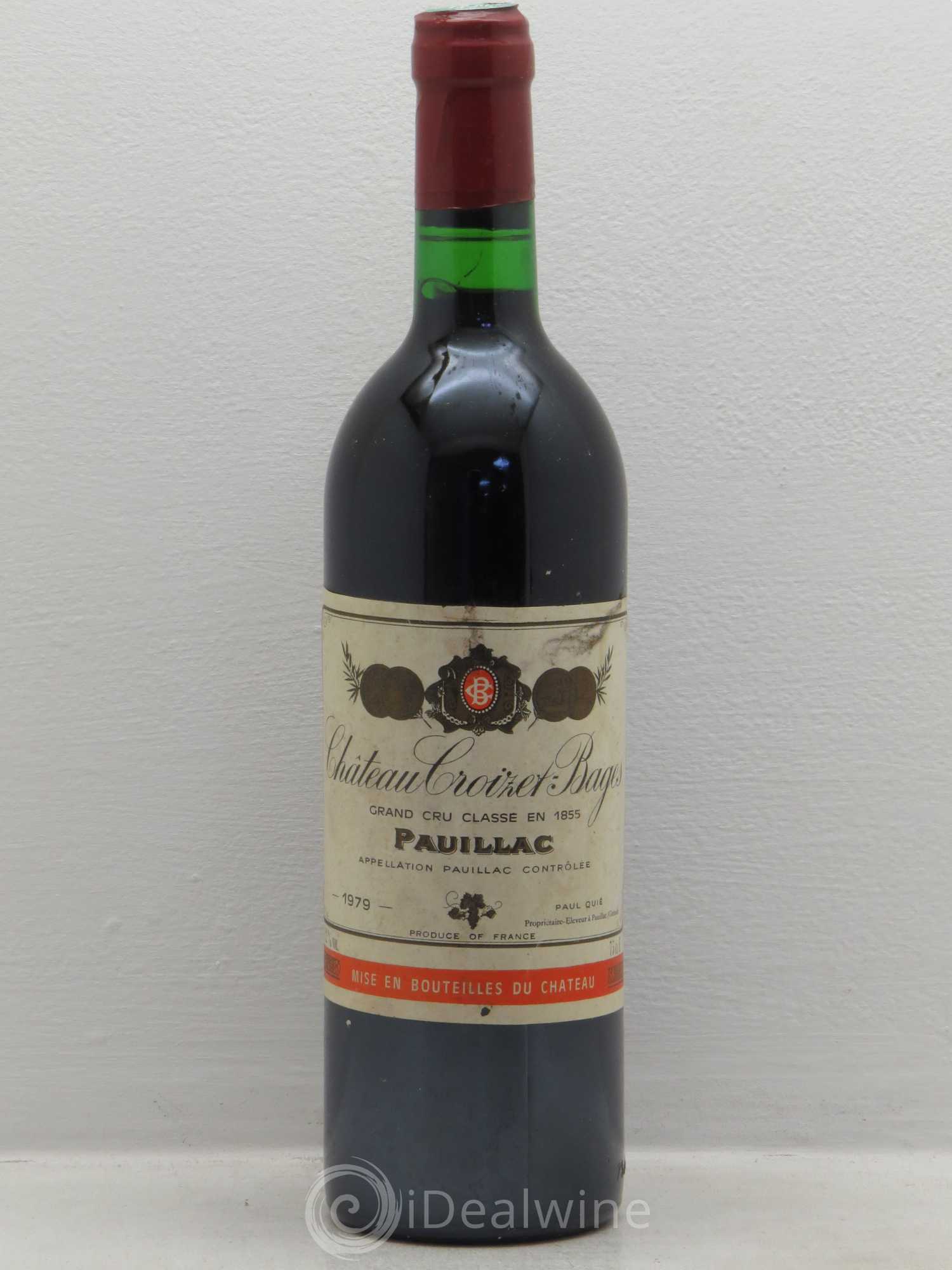 Château Croizet Bages 5ème Grand Cru Classé (sans prix de réserve) 1979 - Lot de 1 bouteille - 0